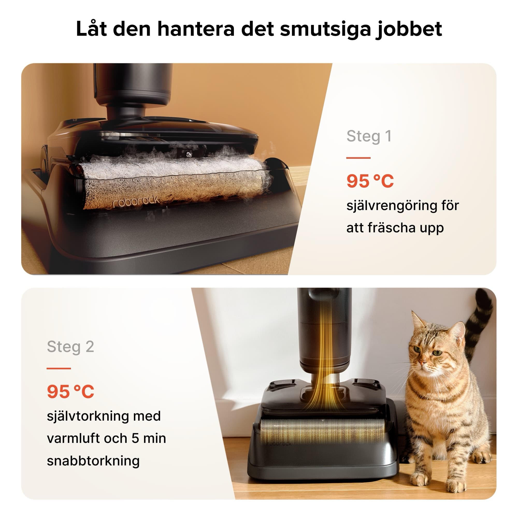 Self-cleaning and hot-air drying in the dock