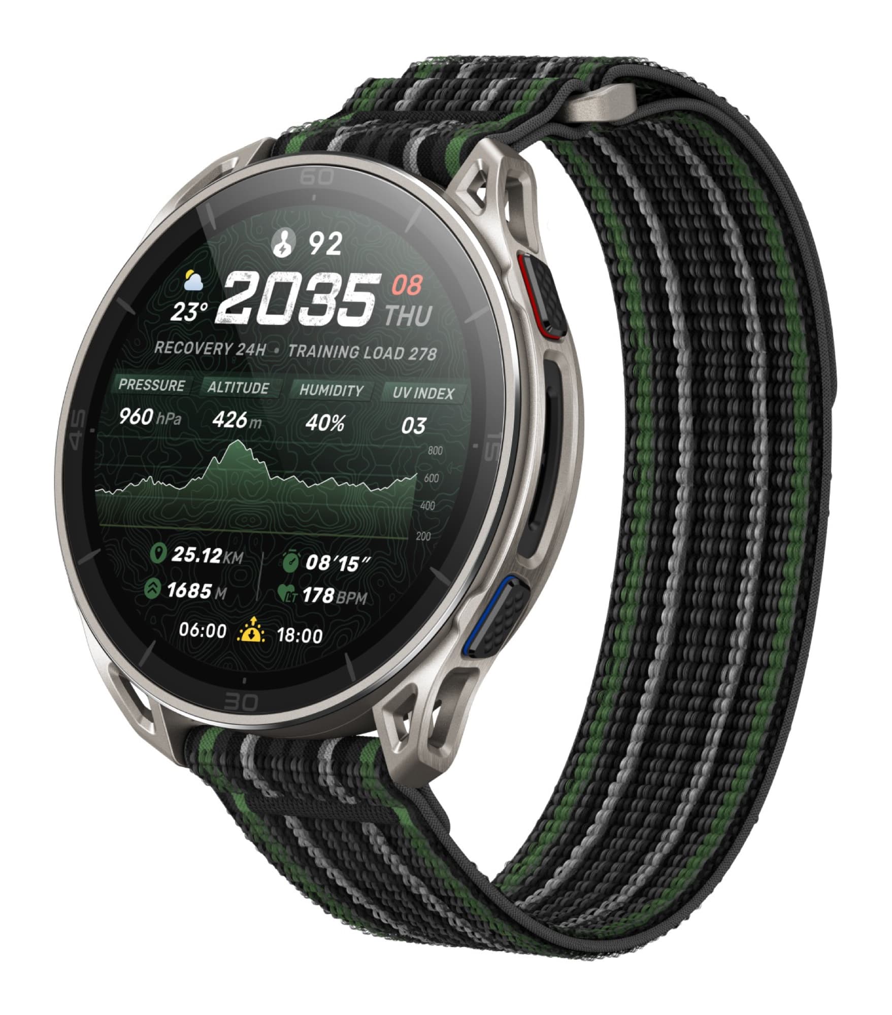 Cheetah 2 Ultra with striped green nylon strap