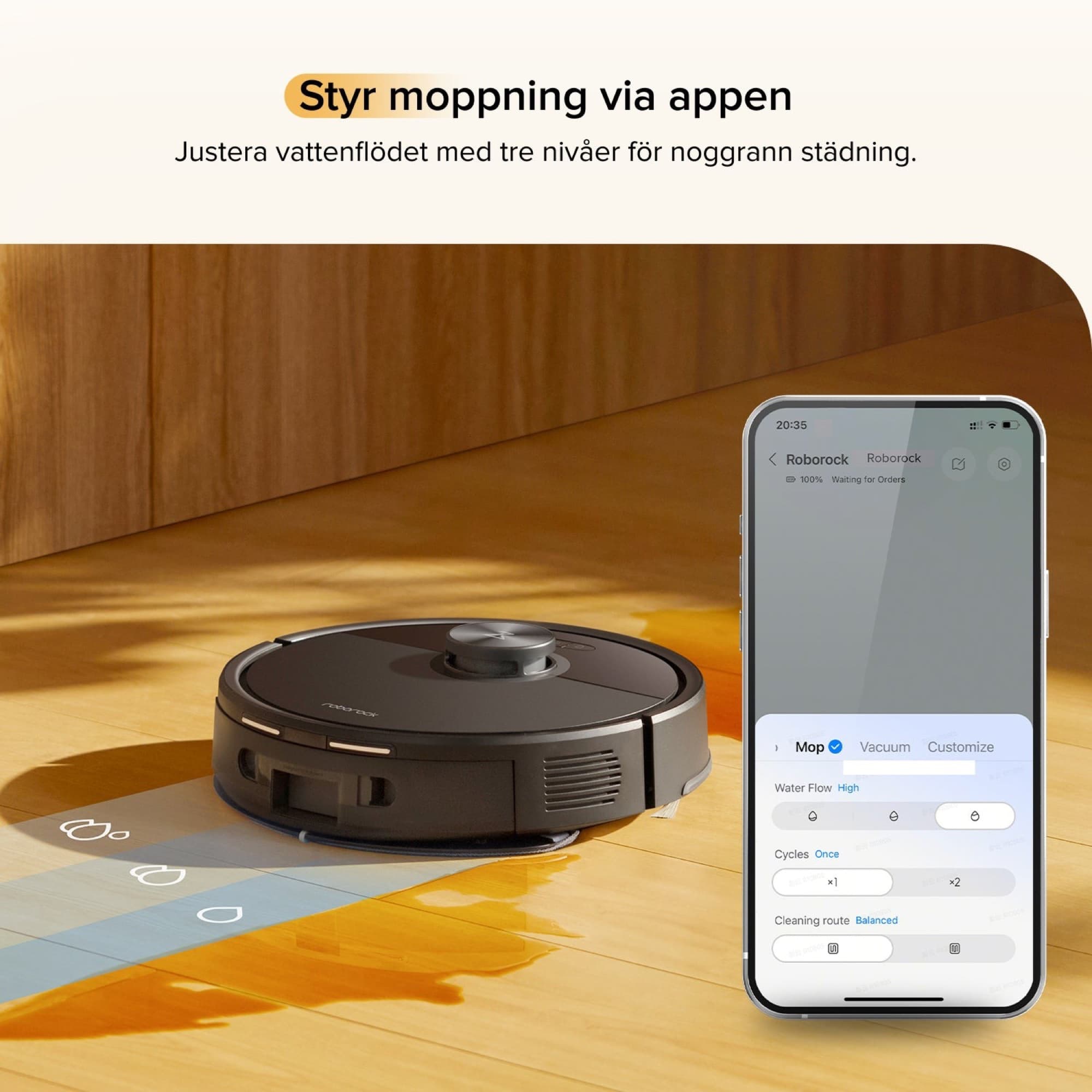 Setting the water flow in the app