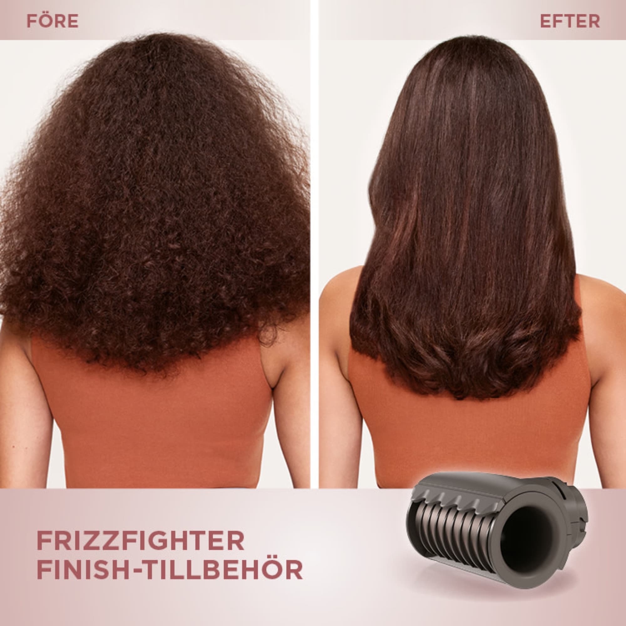 The FrizzFighter attachment before and after
