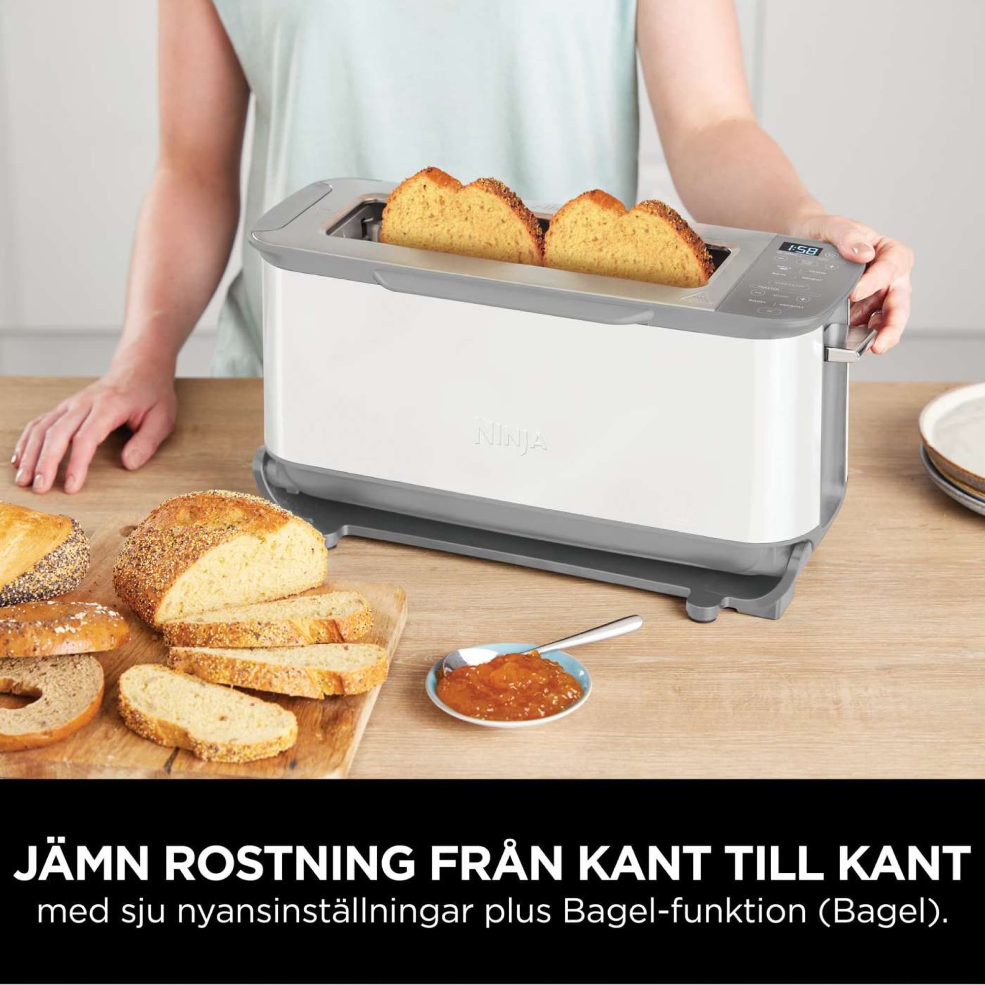 Even toasting of large slices of bread