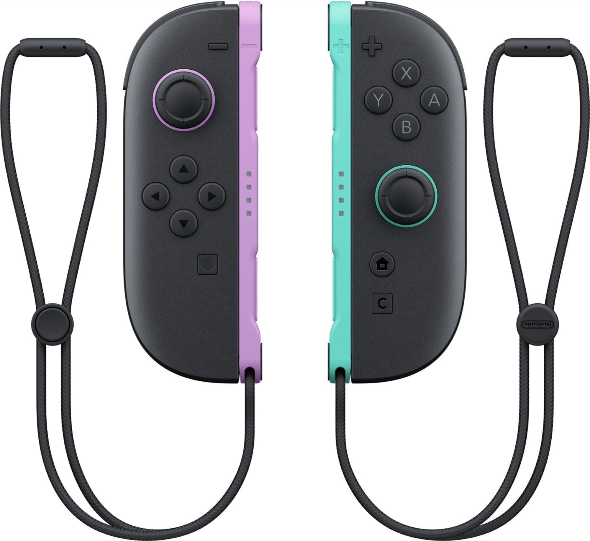 Joy-Con 2 light purple and light green with straps