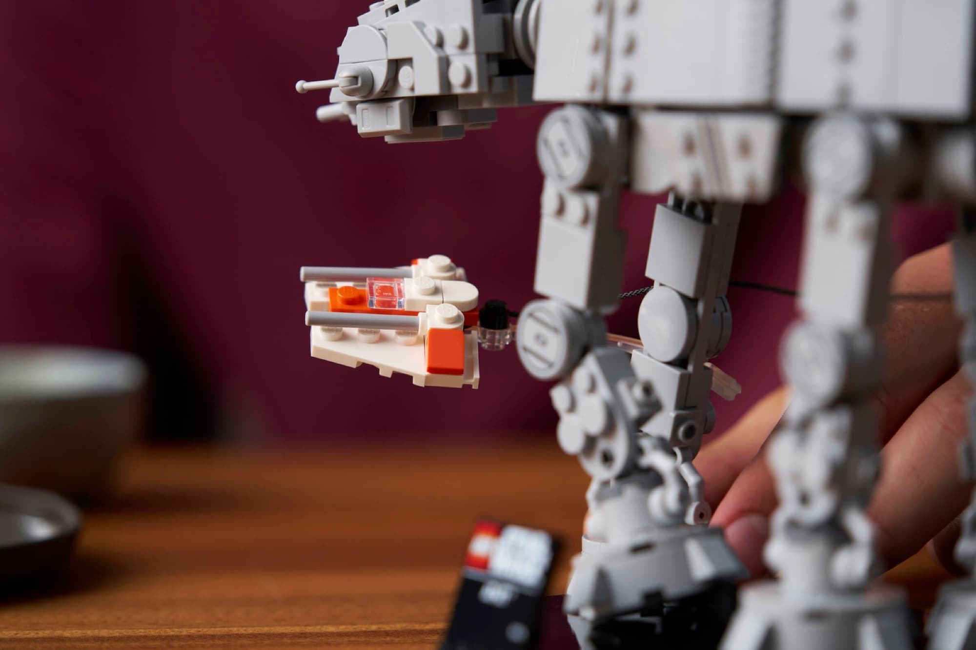 AT-AT and snowspeeder being built and played with