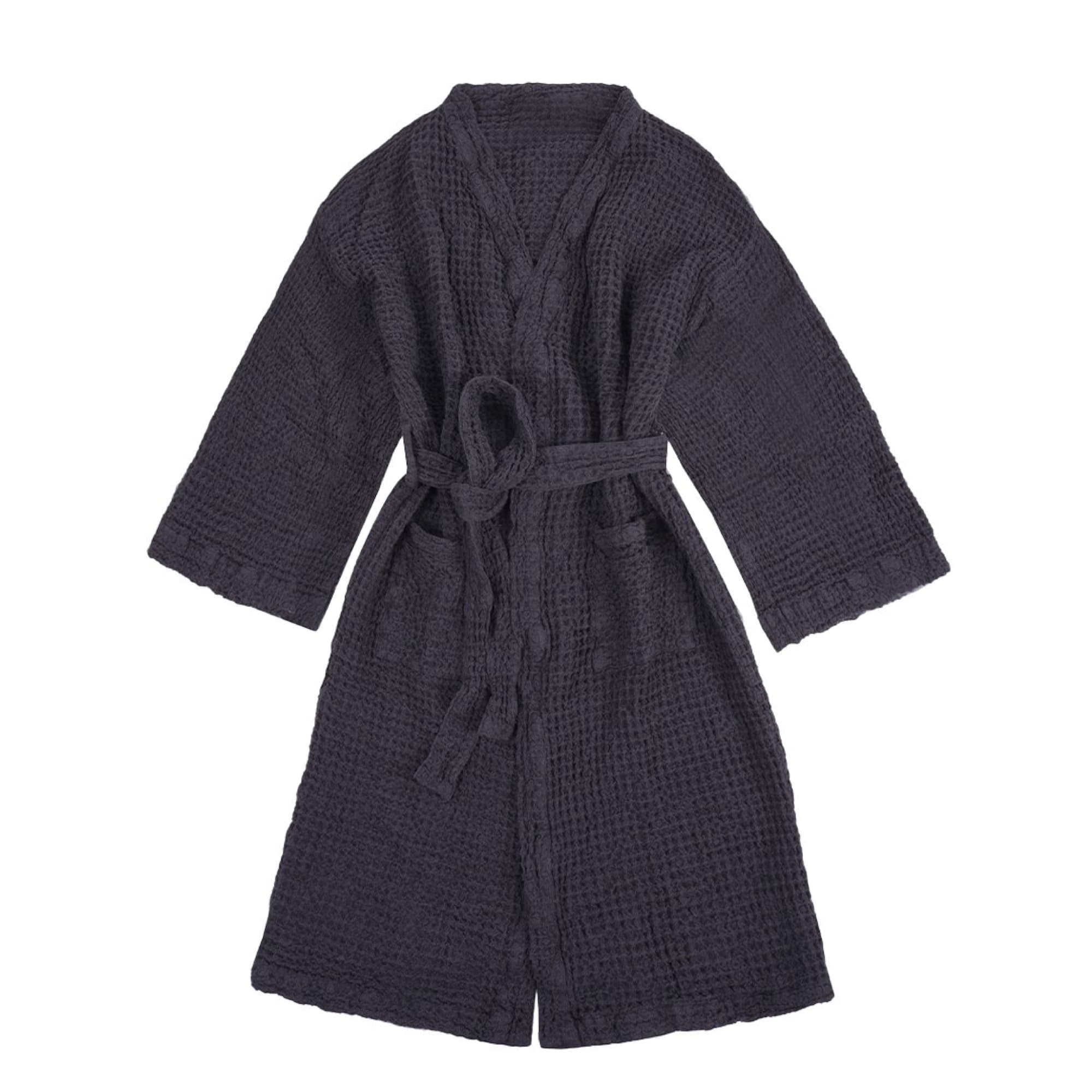 Black waffle robe