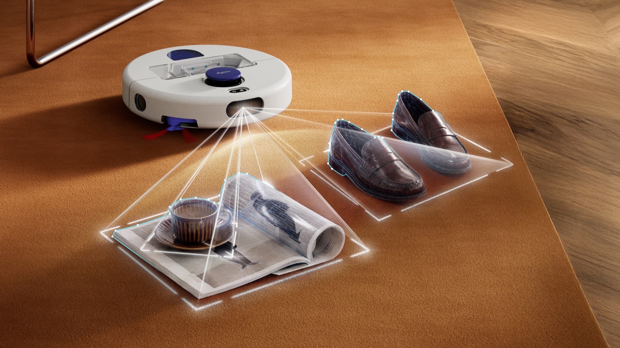 The robot detecting objects on the floor