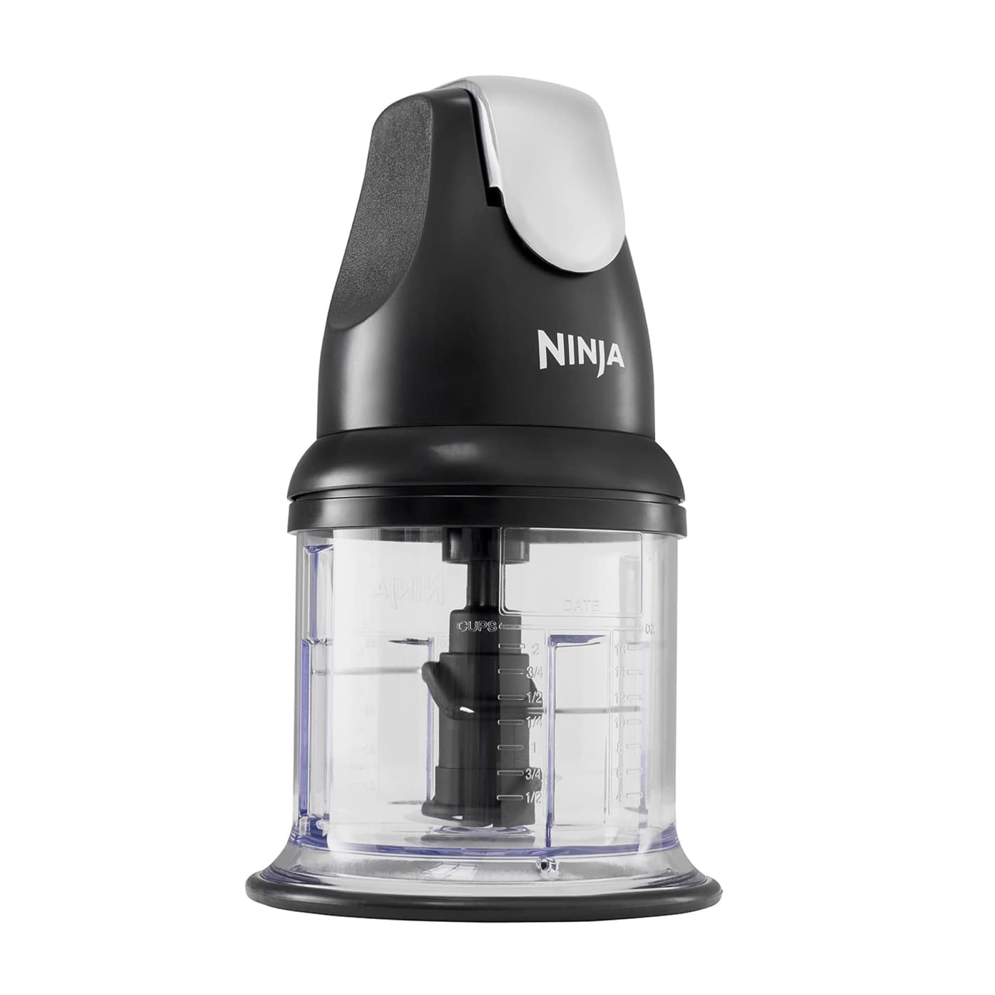The mini chopper with blades in the bowl