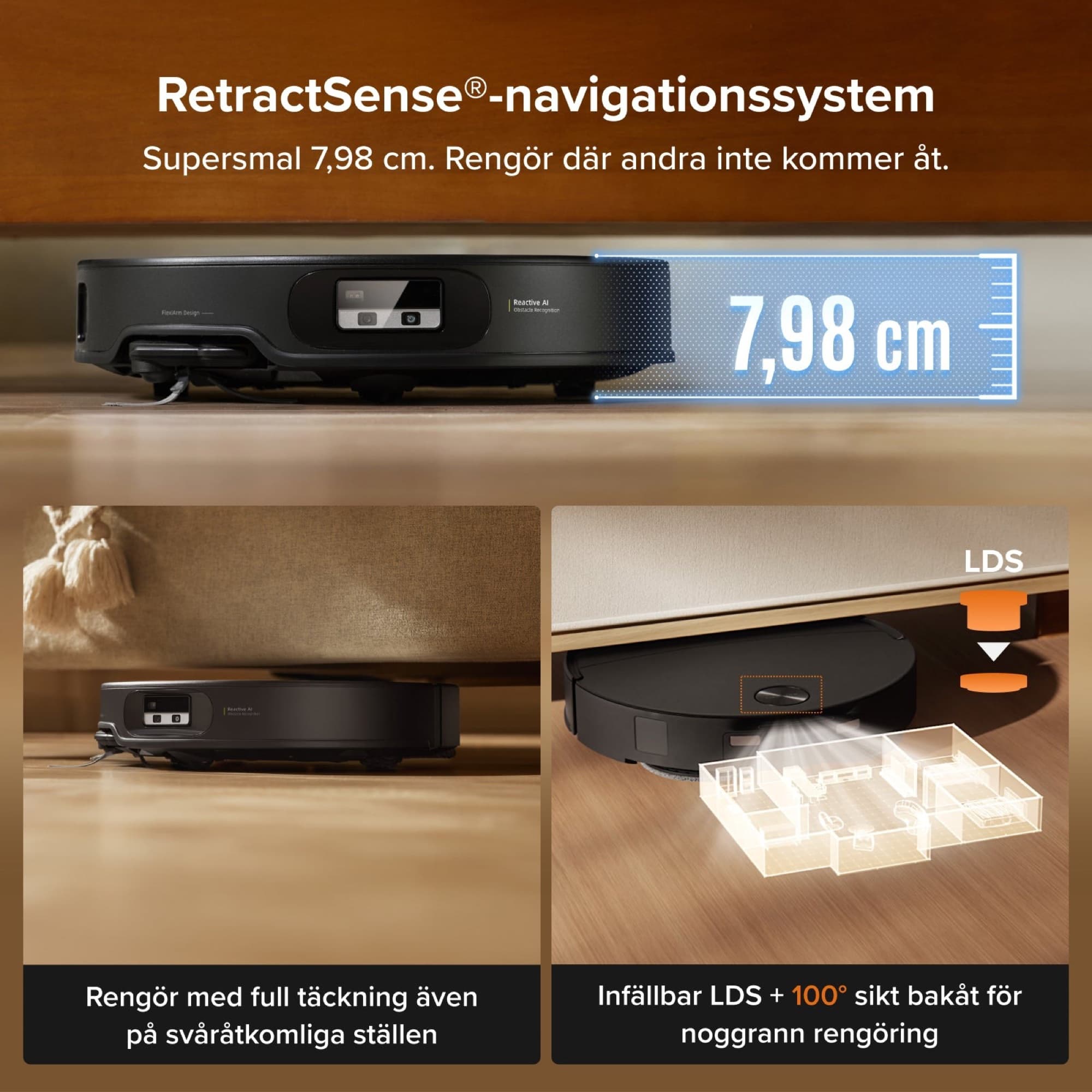 Qrevo Edge 2 driving under low furniture