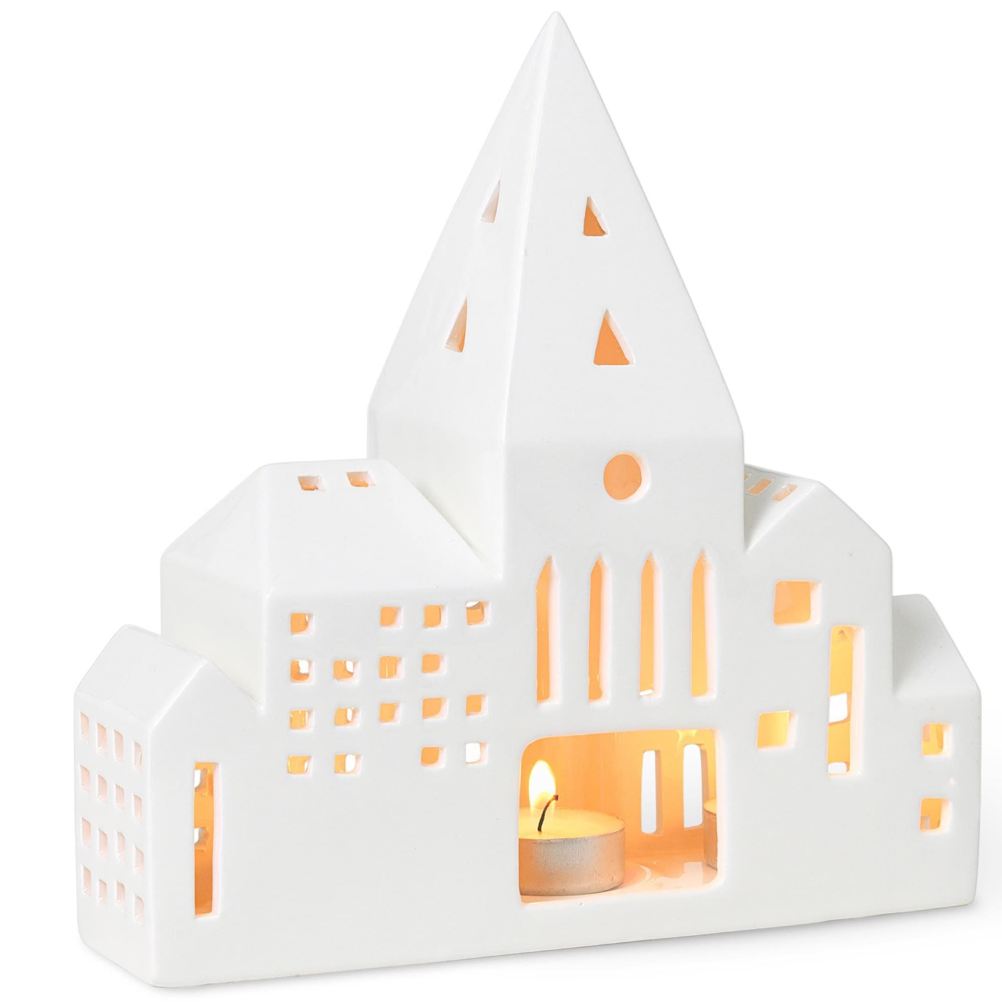 Kähler Urbania City tealight house in white ceramic