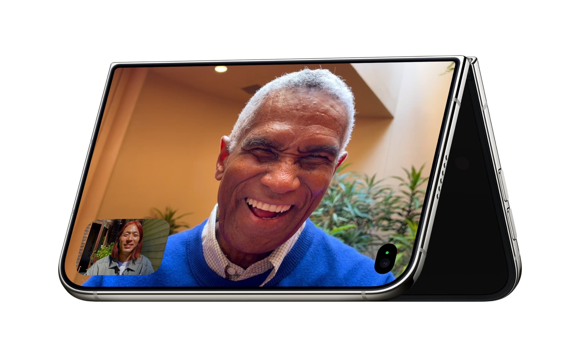 Video call with the phone standing like a tent