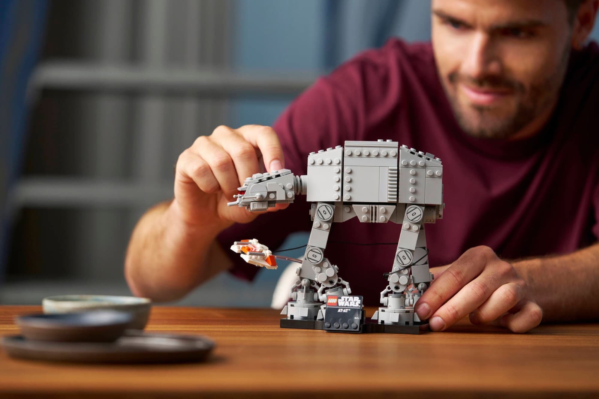 AT-AT and snowspeeder being built and played with