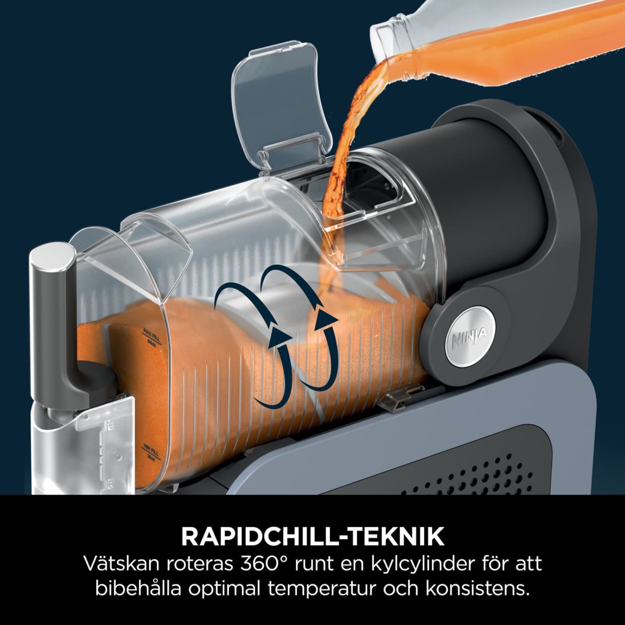 The liquid rotating around the chilling cylinder