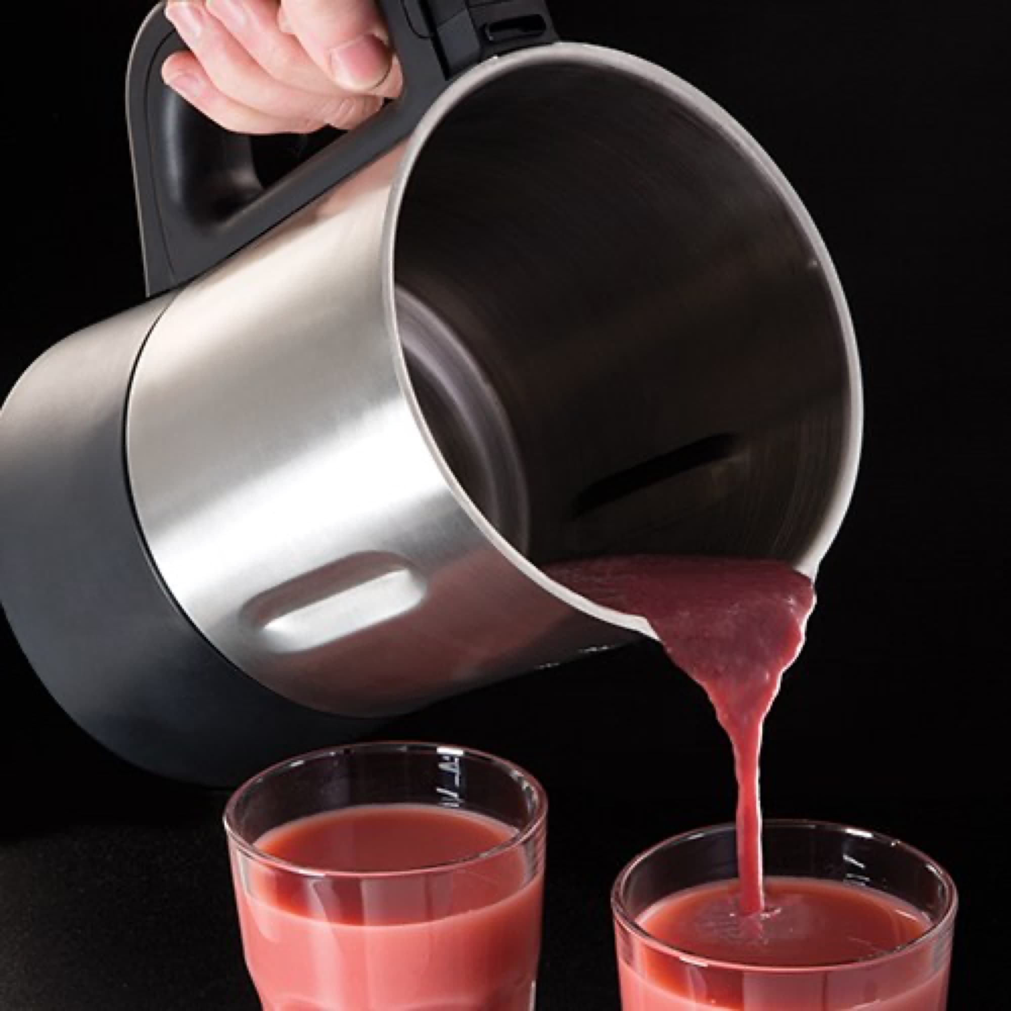 Pouring soup from the jug