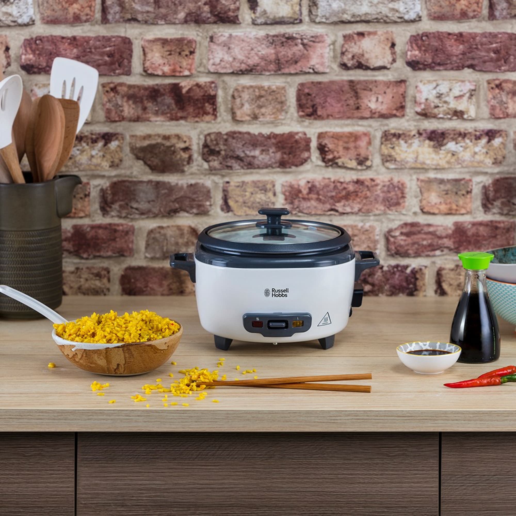 The rice cooker in the kitchen