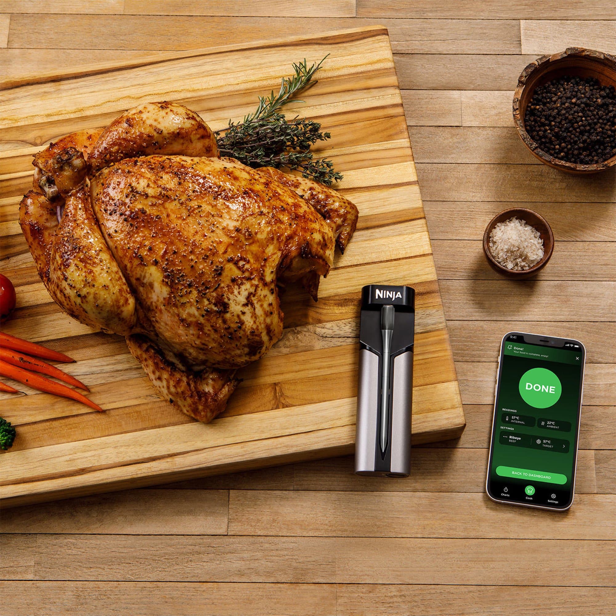 Roast chicken with the thermometer and the app