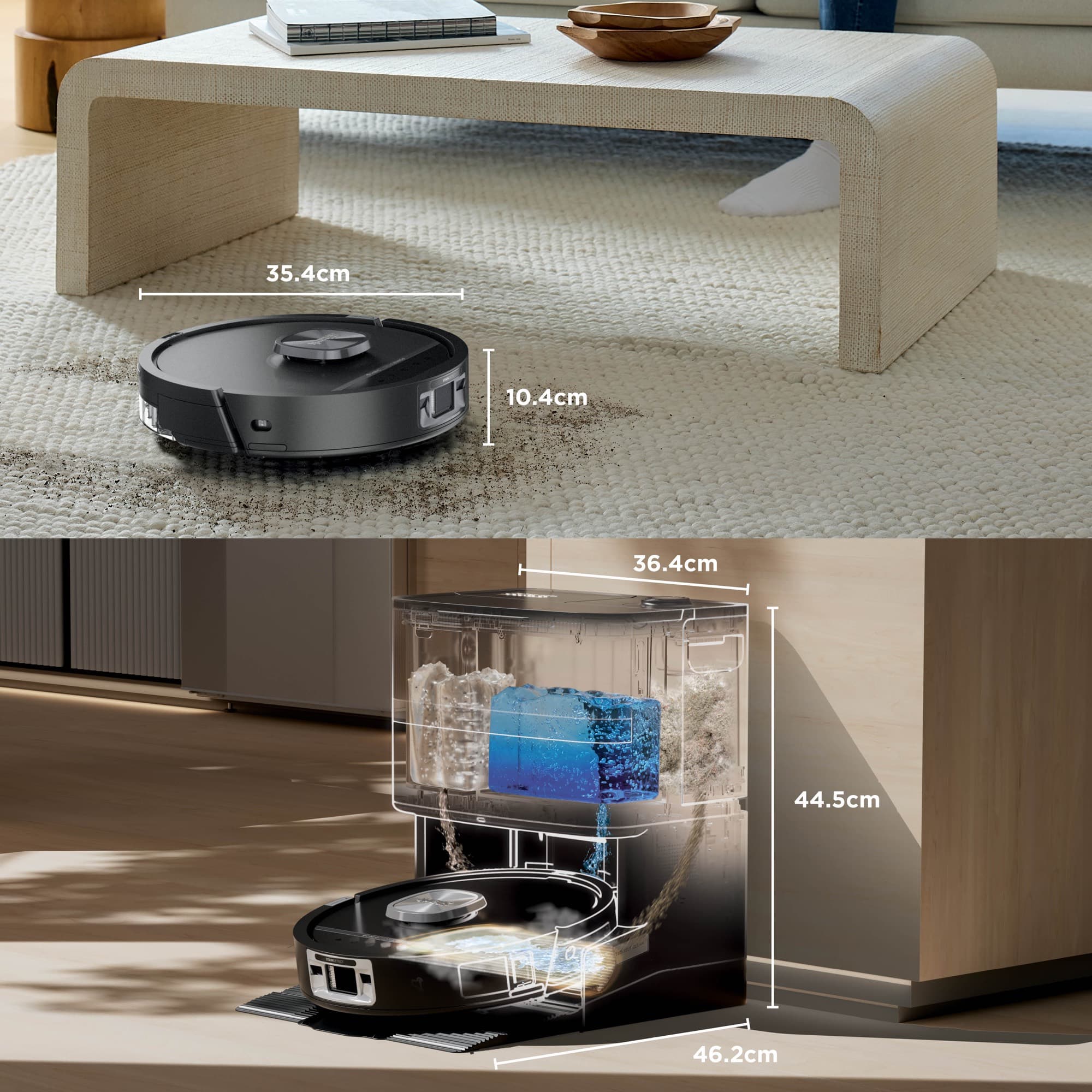 Dimensions of robot and base