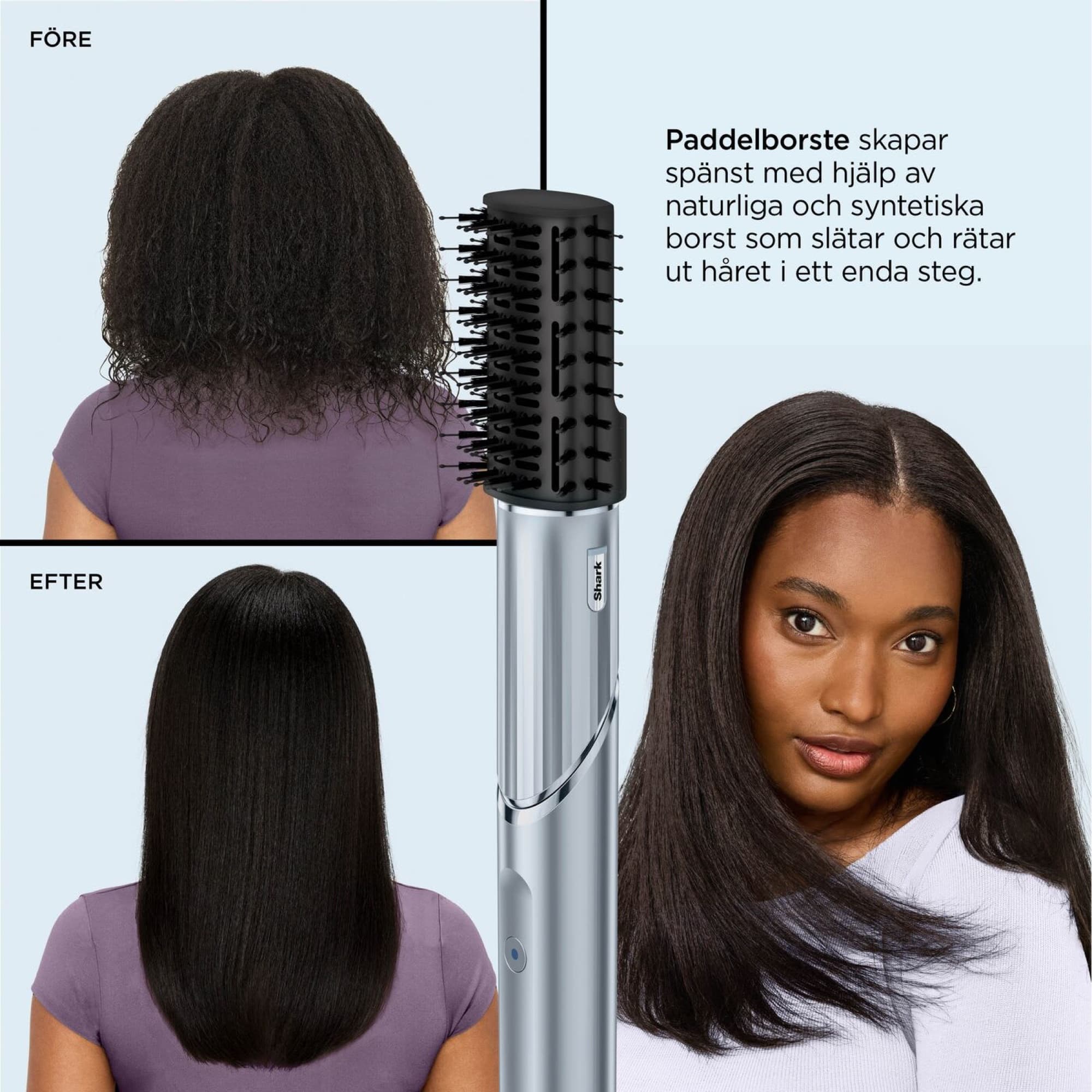 The paddle brush straightens while you dry