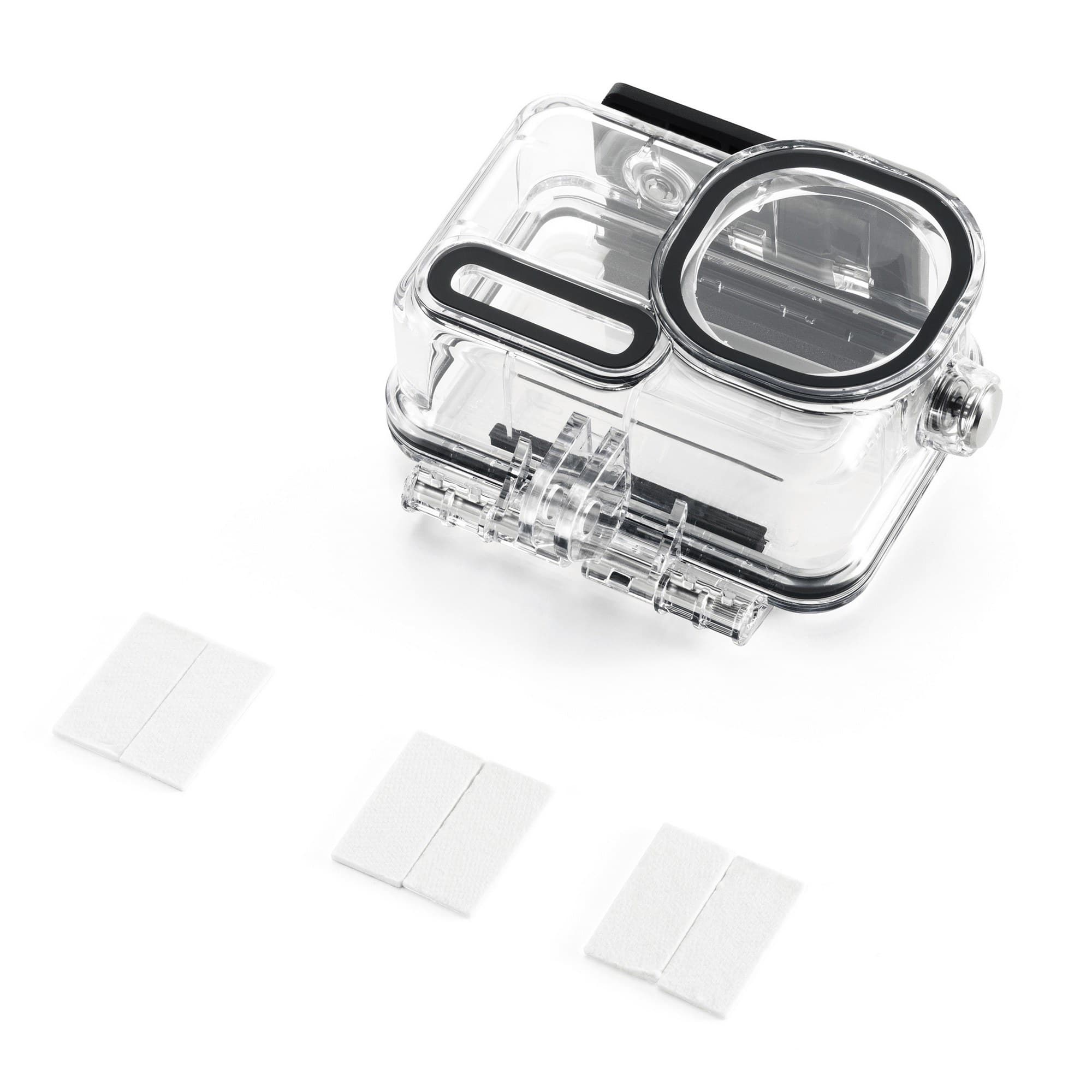 The waterproof case from the side with inserts