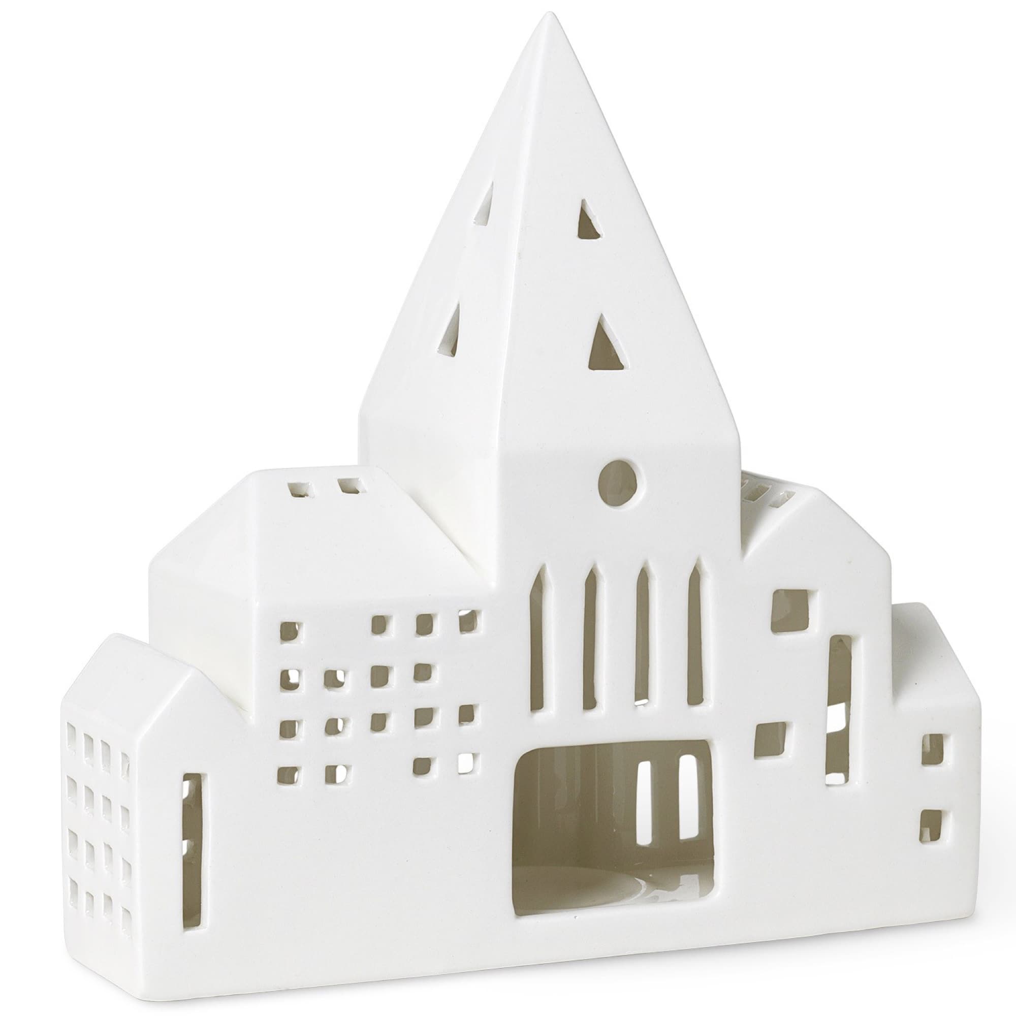 Kähler Urbania City tealight house in white ceramic