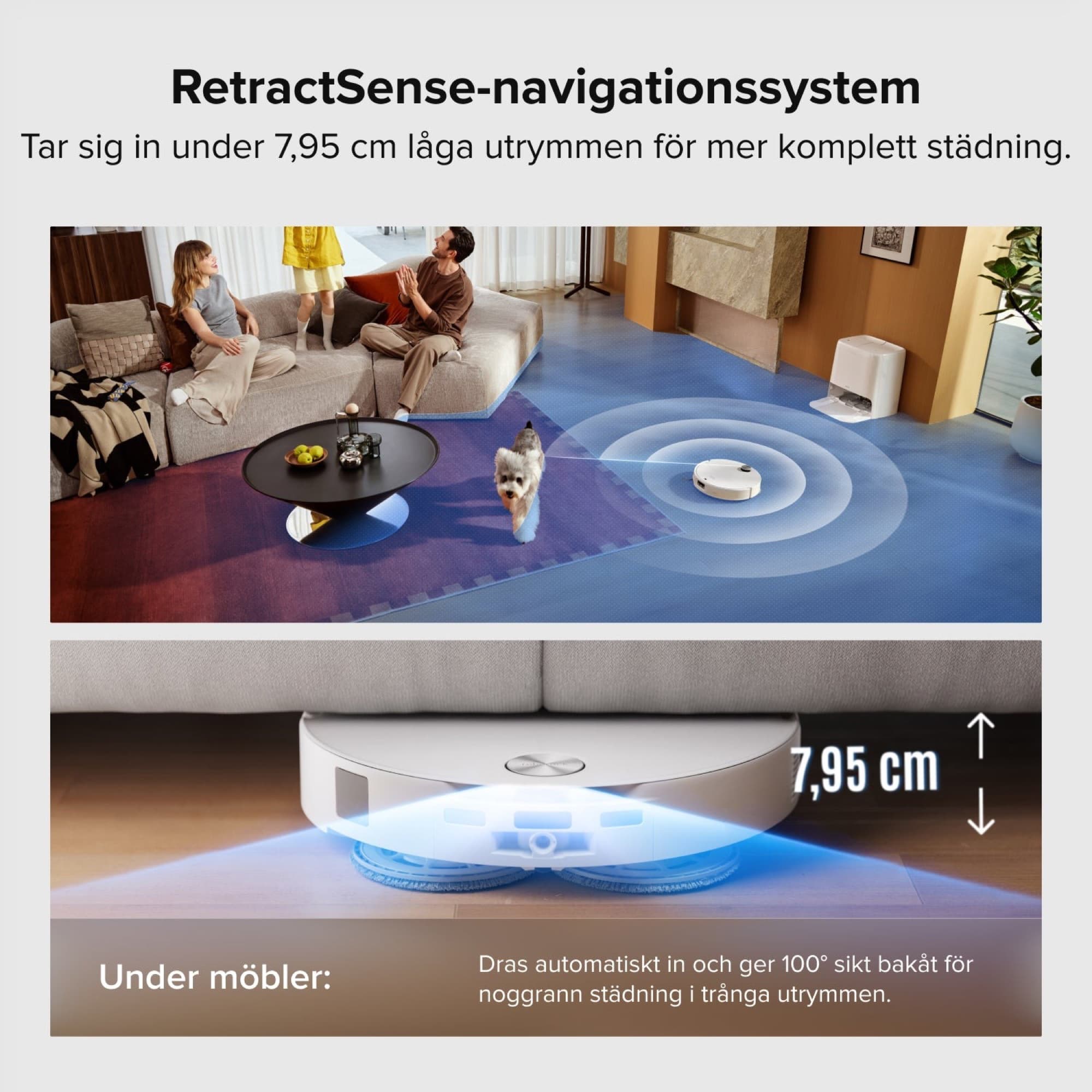 Saros 20 Neo in white under the sofa