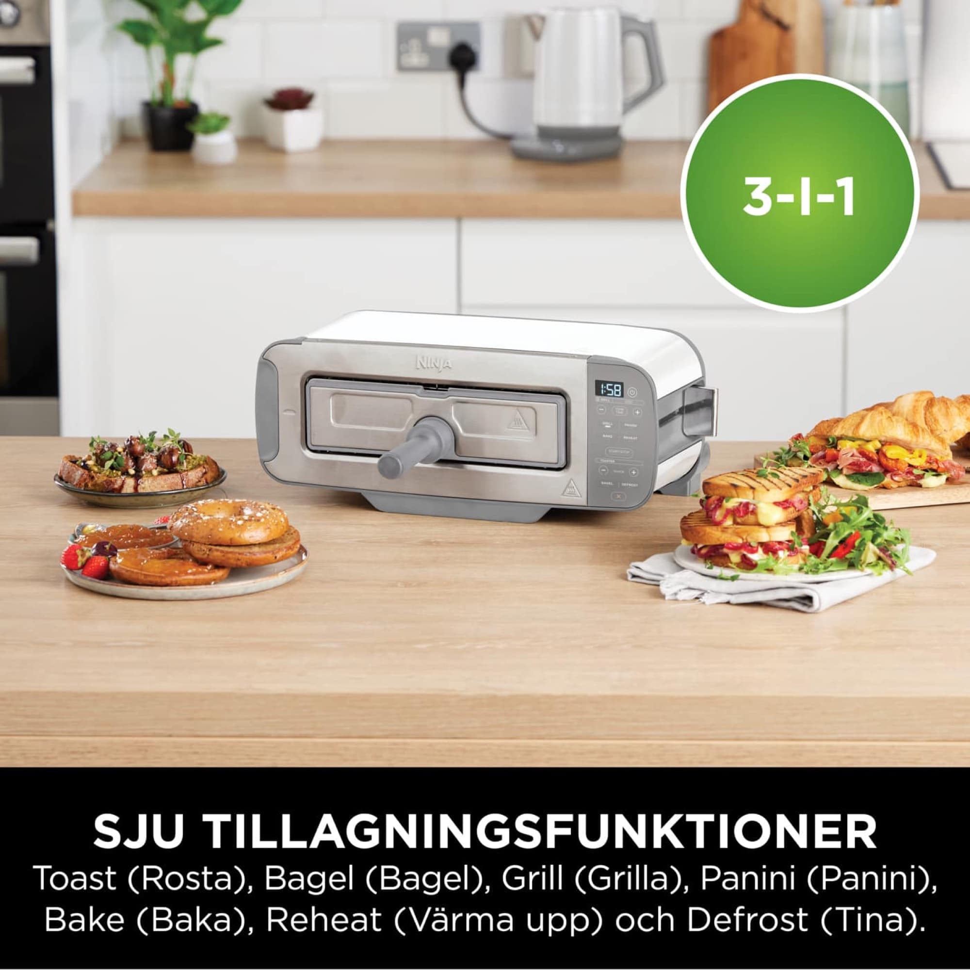 Seven cooking functions – panini, croissants and bagels