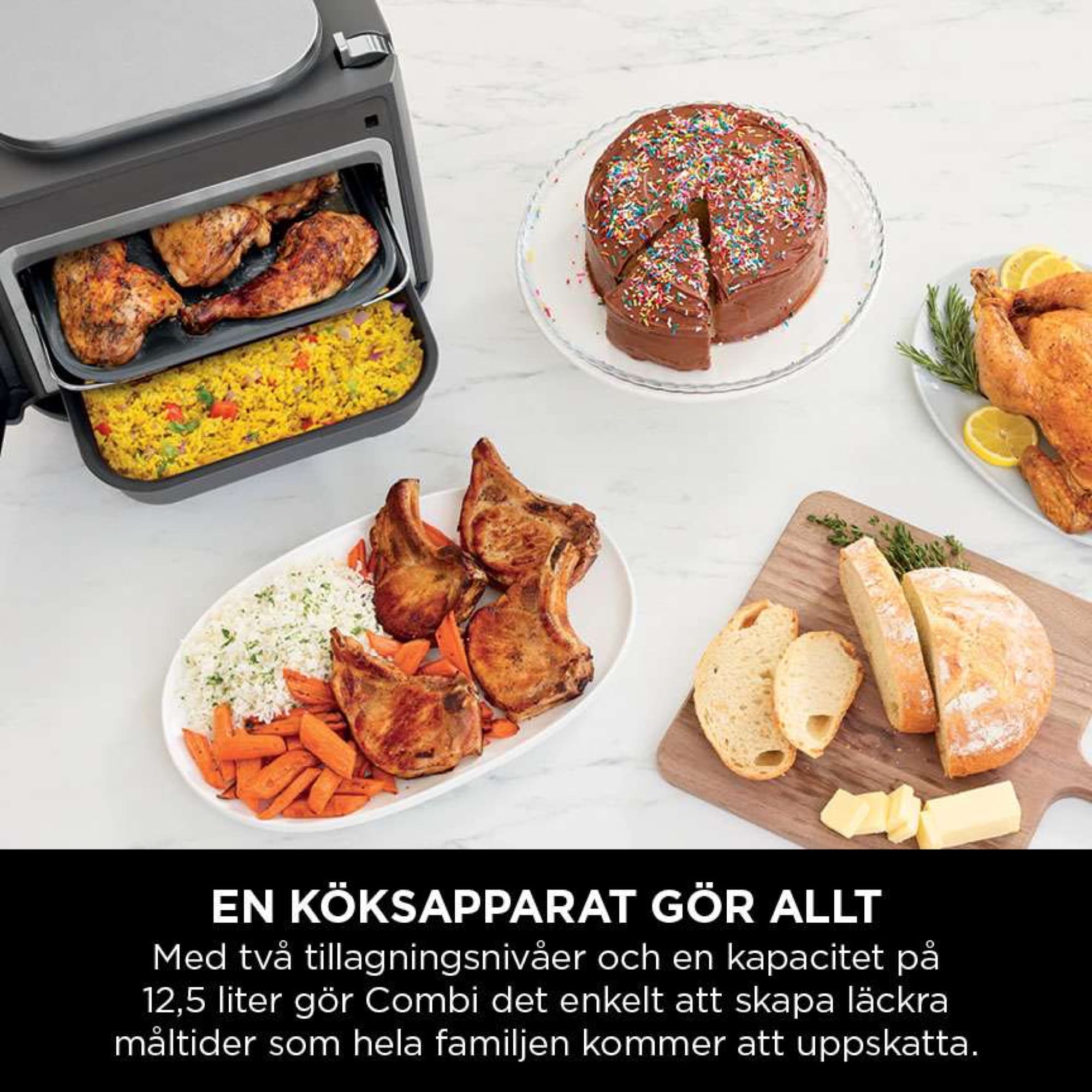 Combi with a full family dinner and bakes