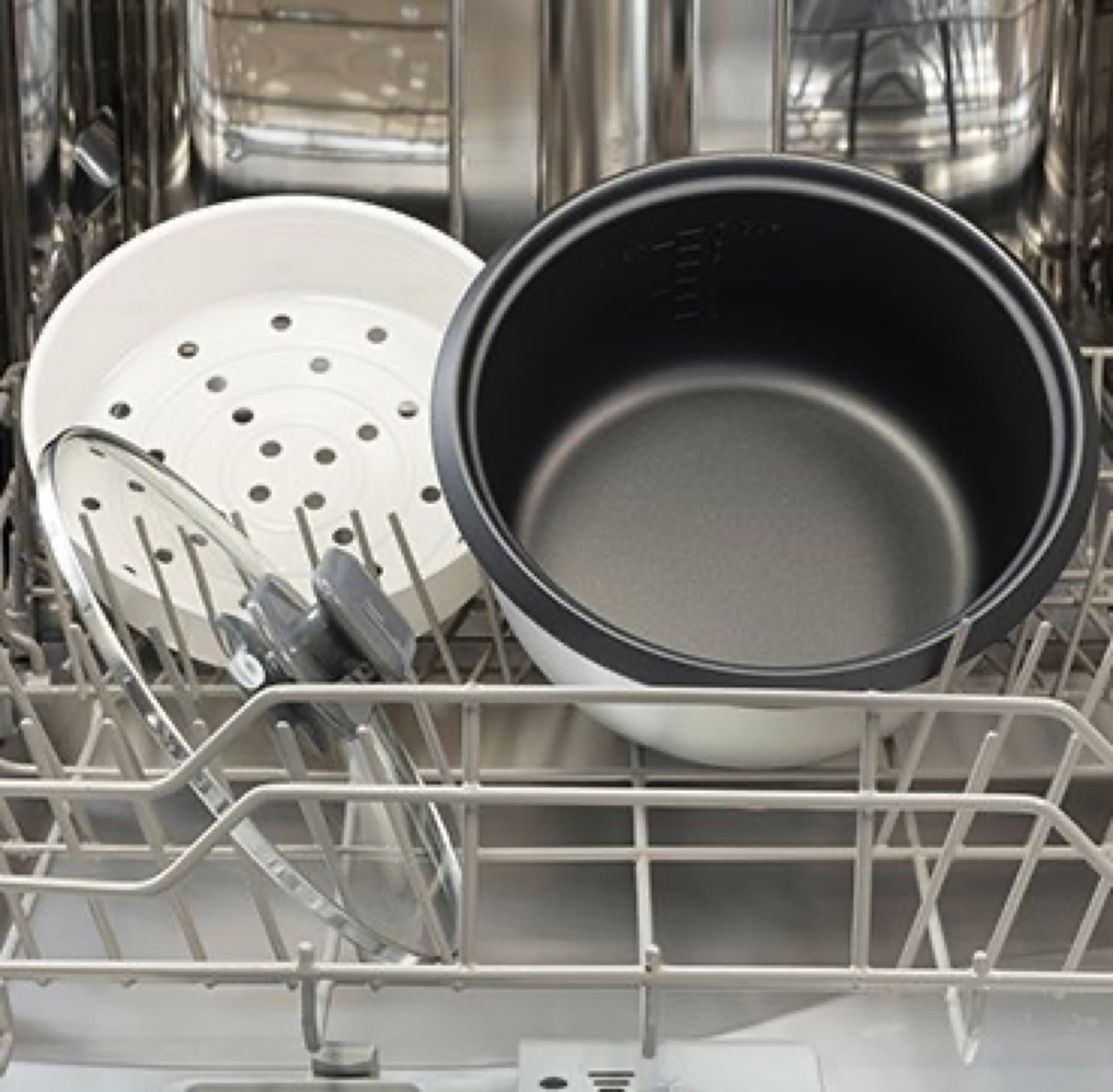 Bowl and steamer insert in the dishwasher