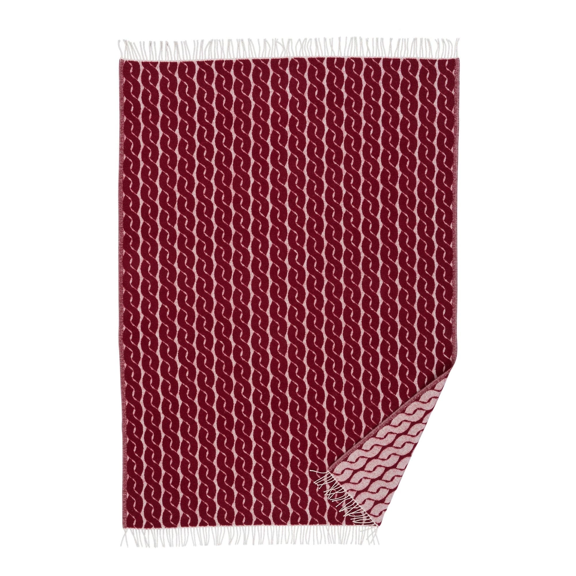 Knit wool blanket 130 × 200 cm in Burgundy