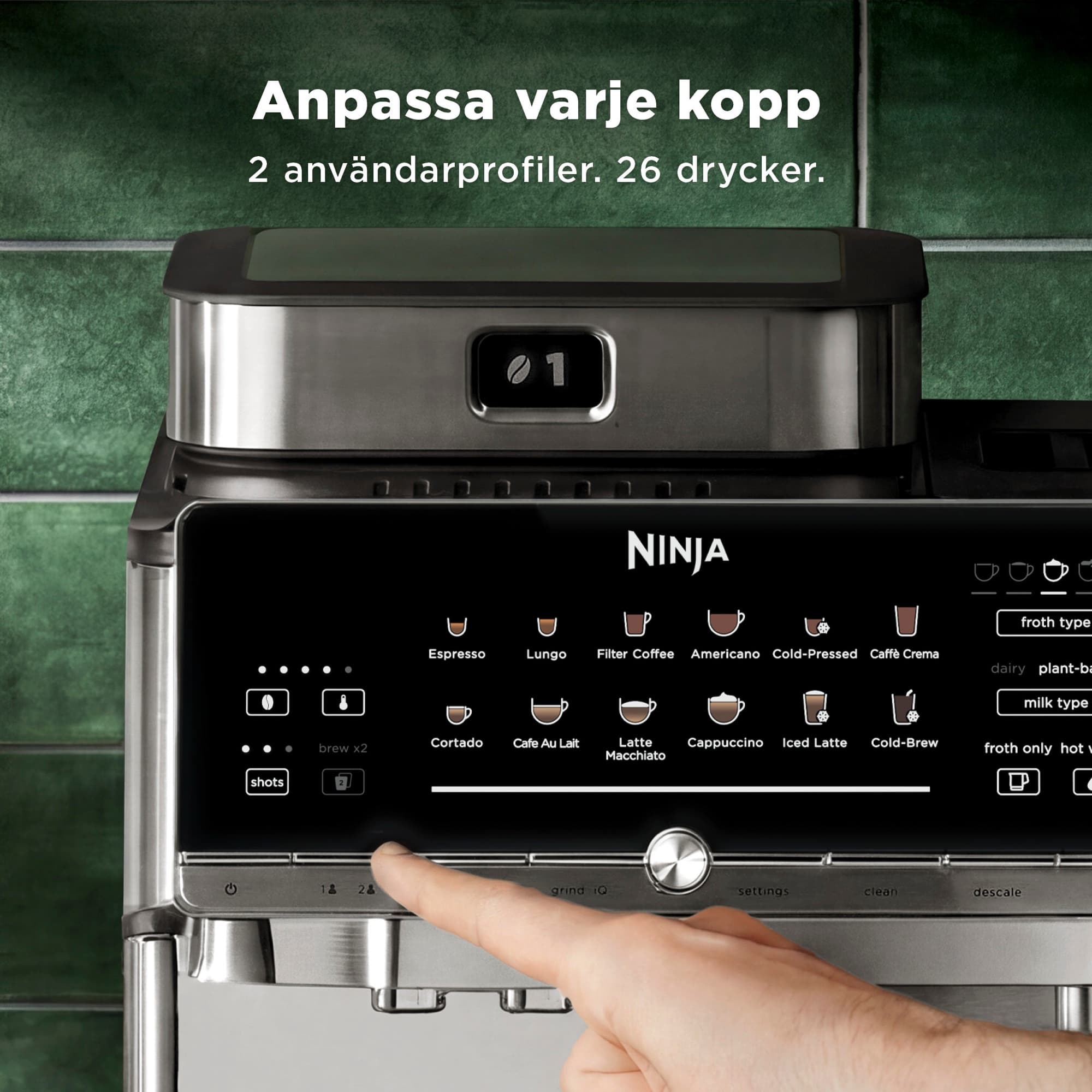 Control panel with two user profiles