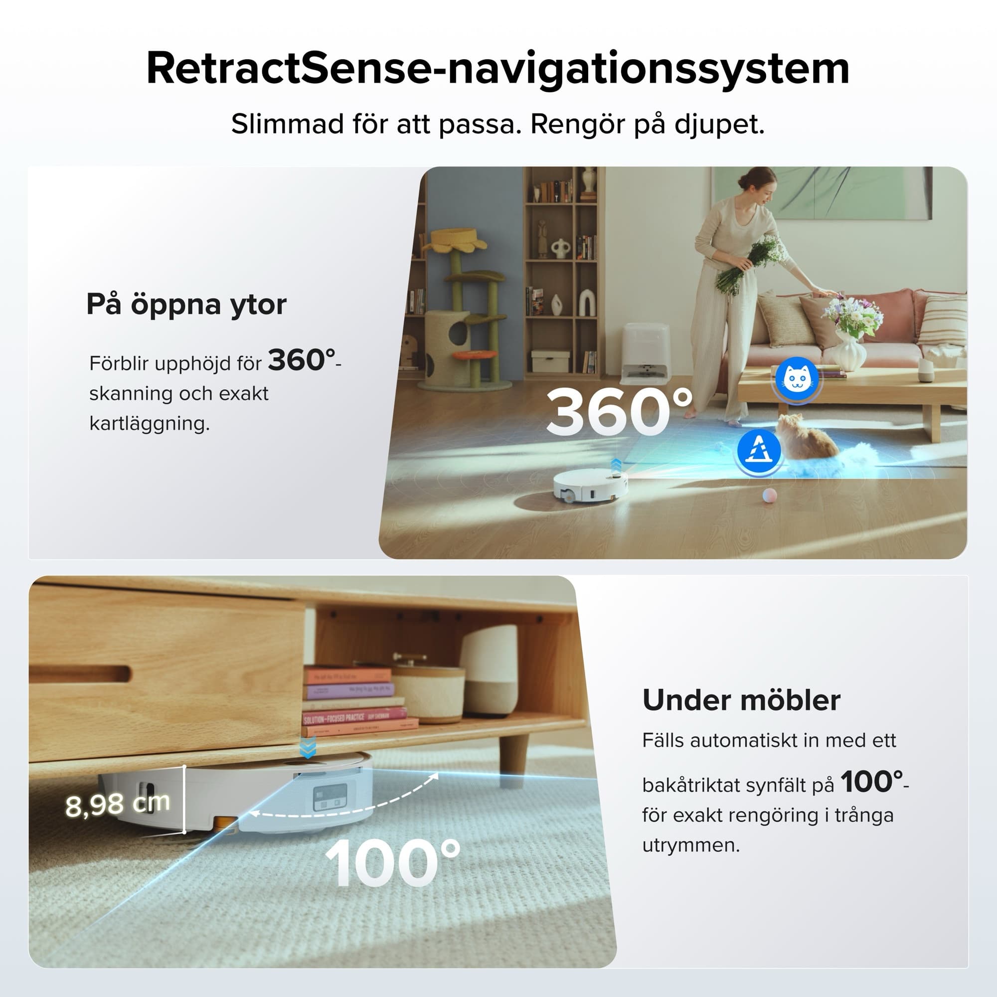 Qrevo Edge 2 Flow driving under furniture