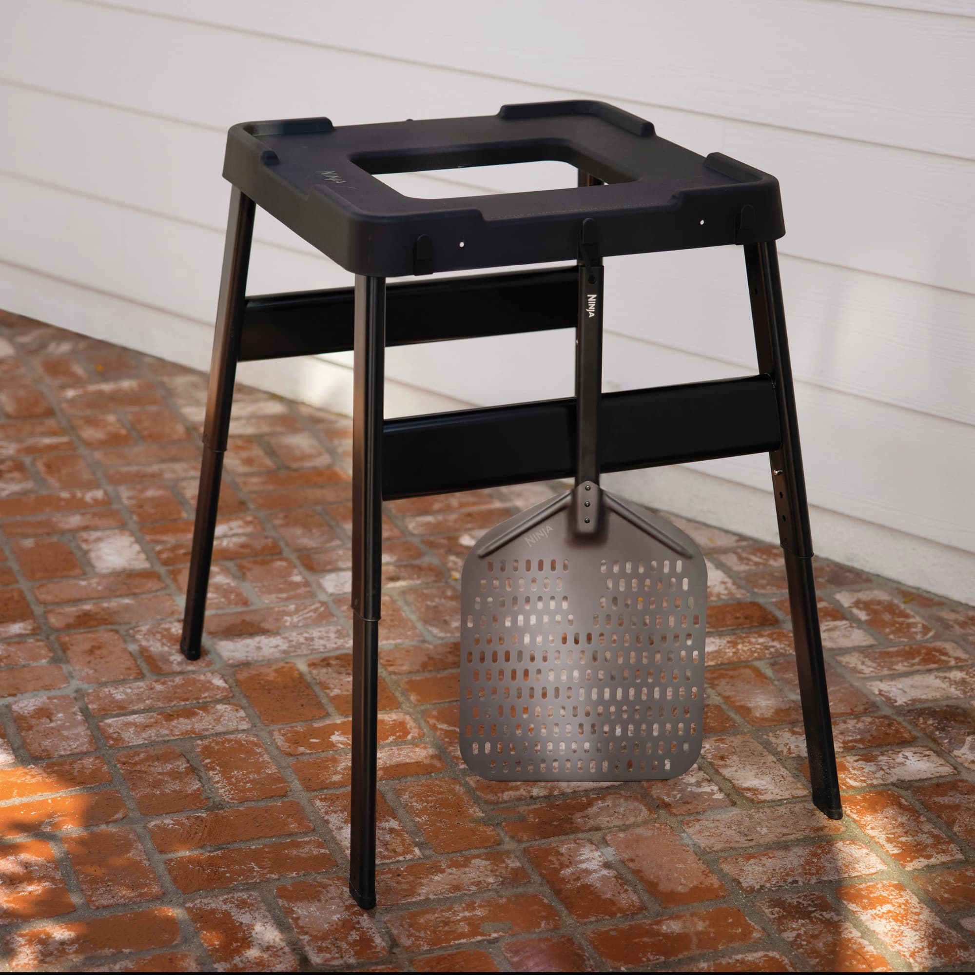 The stand with hooks on the side