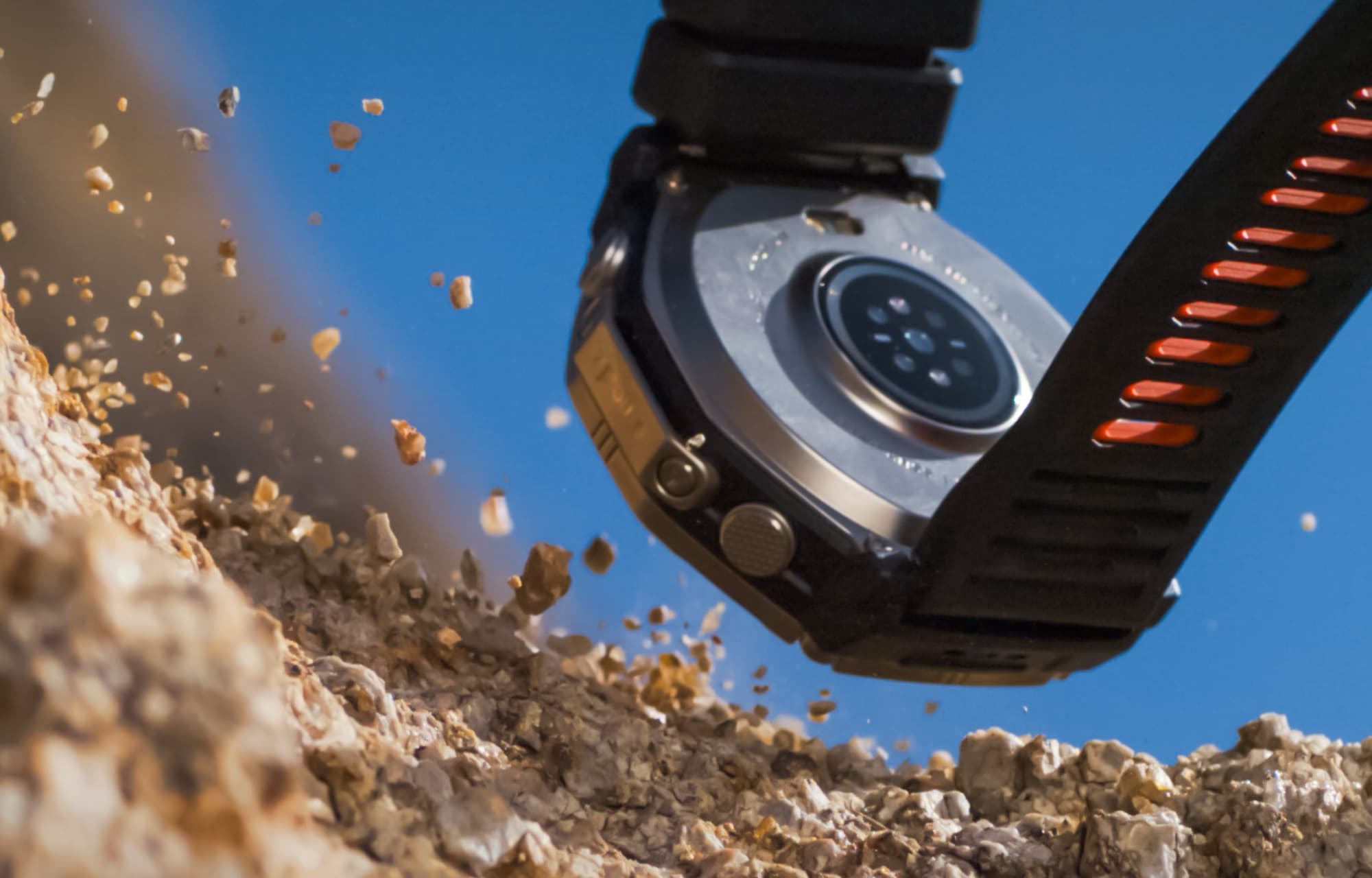 T-Rex Ultra 2 on the wrist in mud and water