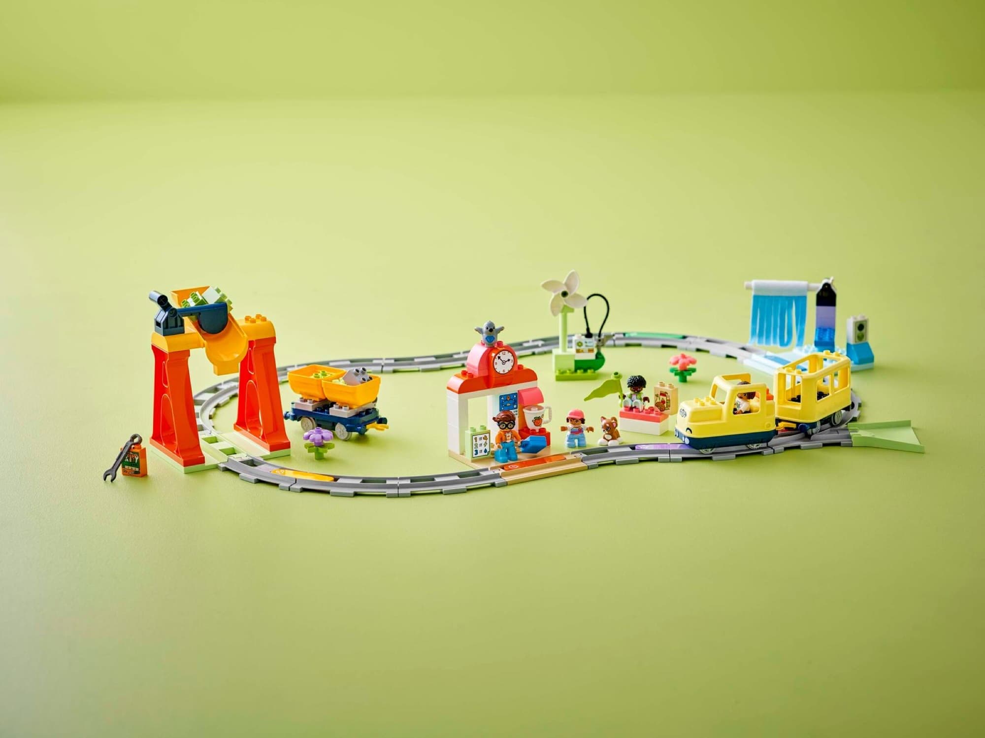 DUPLO big interactive community train being built and played with