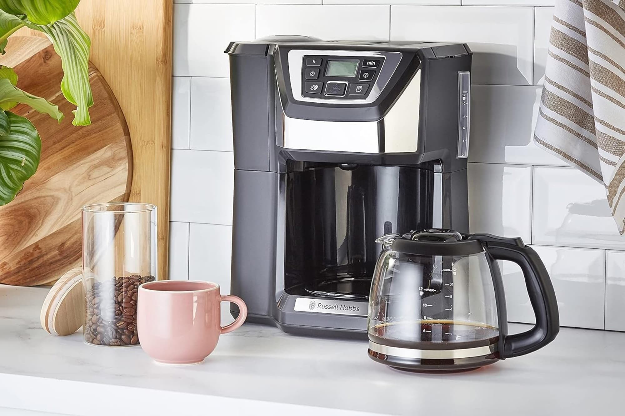 The coffee maker in the kitchen