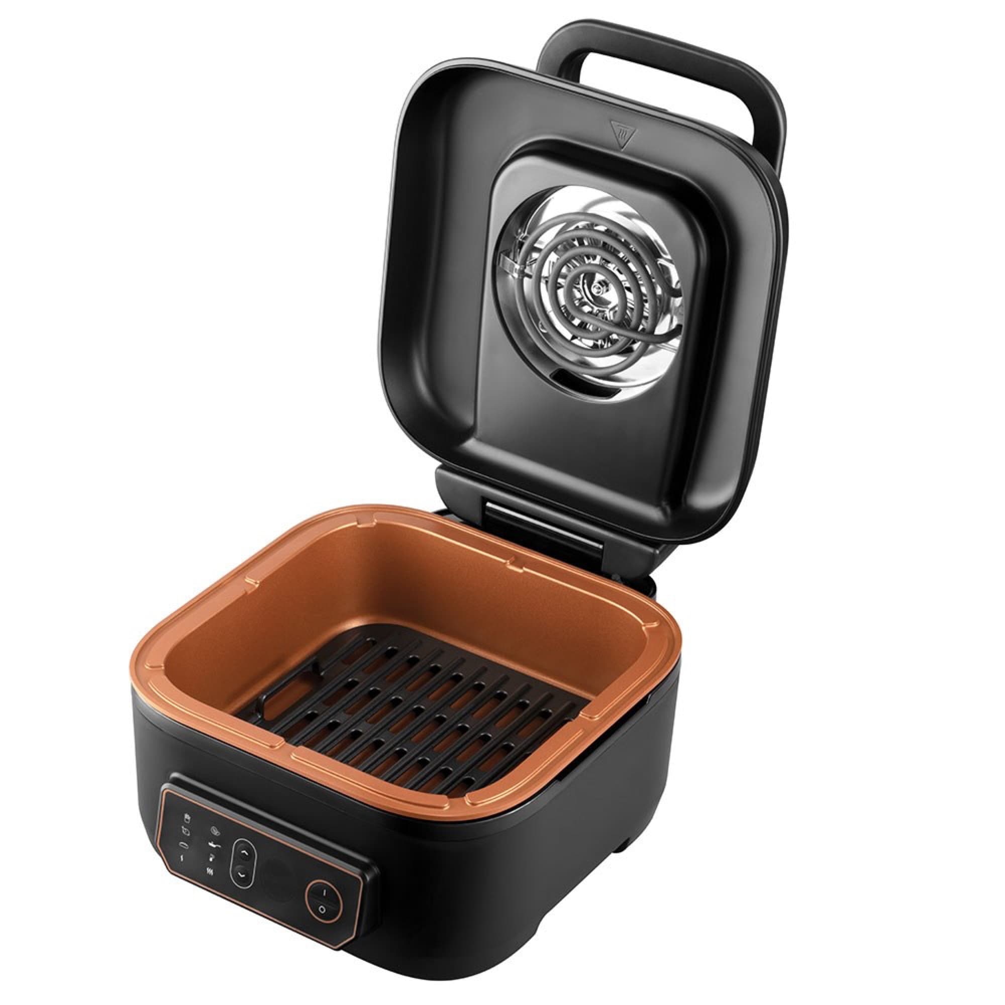 Open lid with the grill rack in the pot