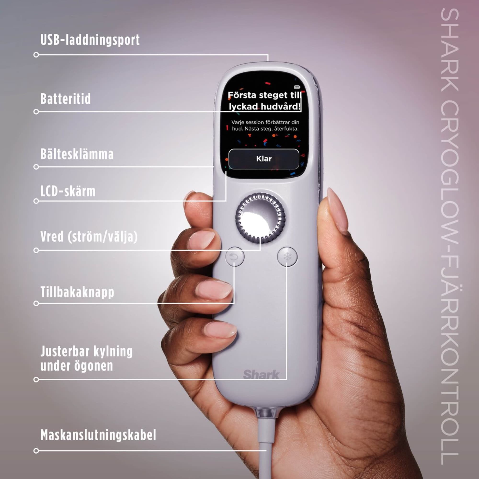 The remote with LCD screen, dial and buttons