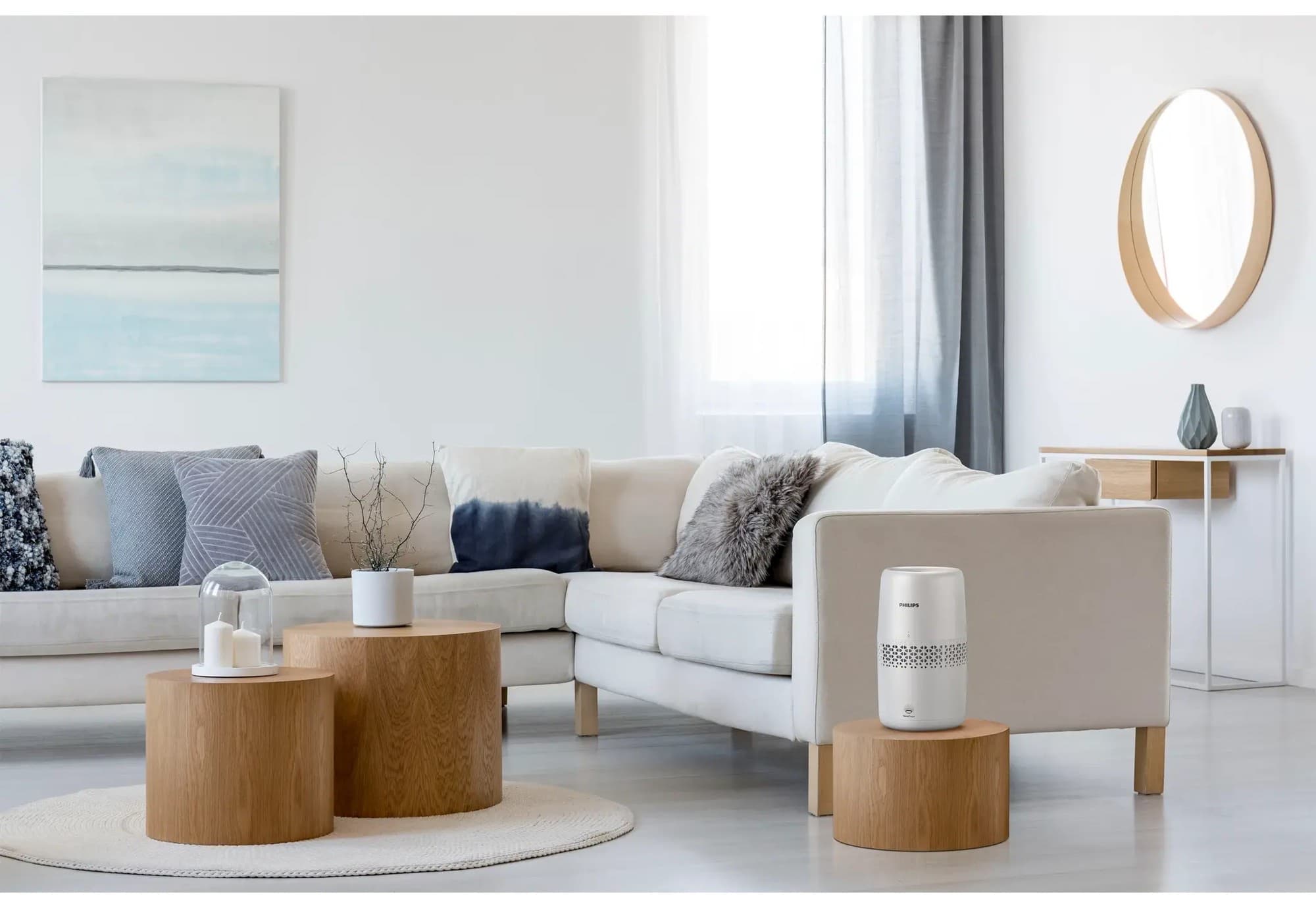 The humidifier in a bright living room