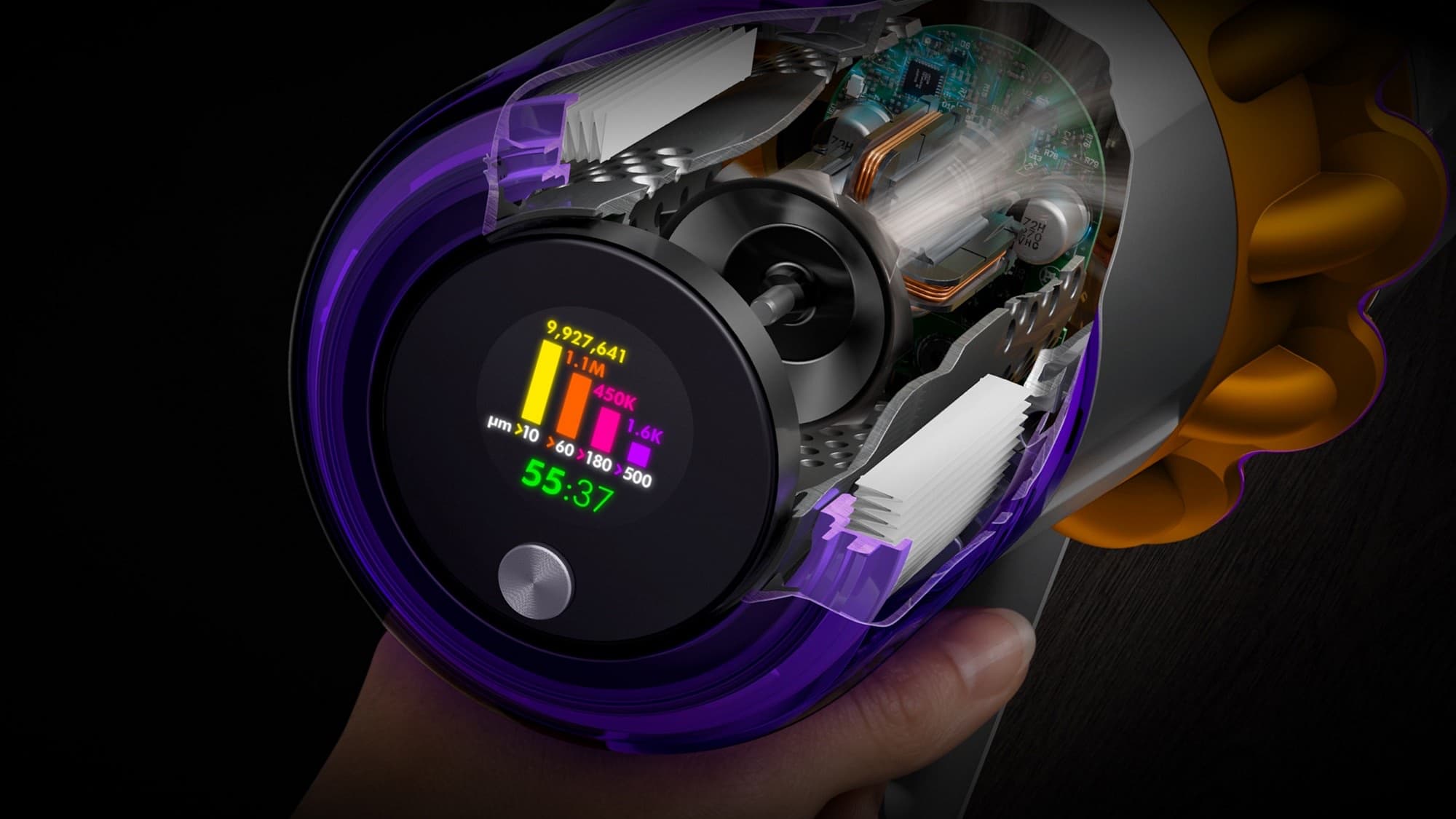 Close-up of the LCD screen