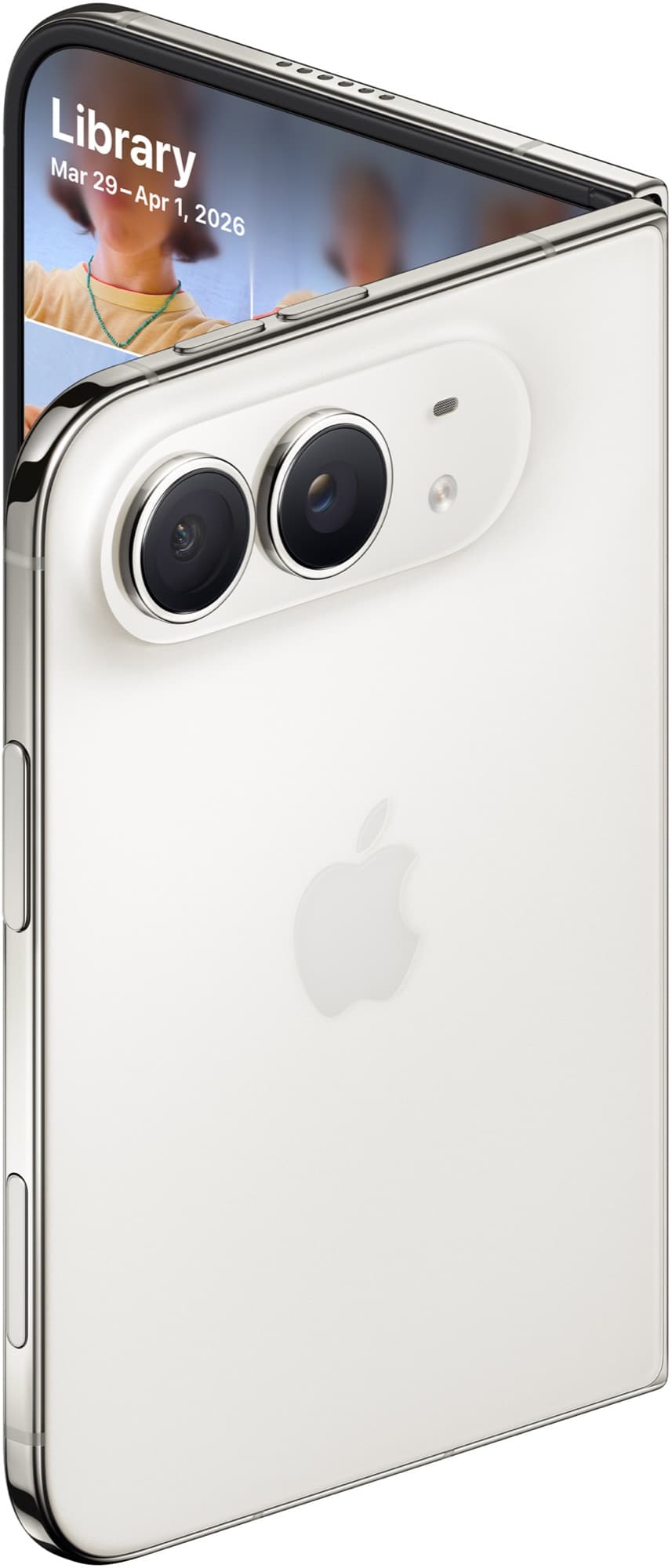 iPhone Duo in star white, open from the side