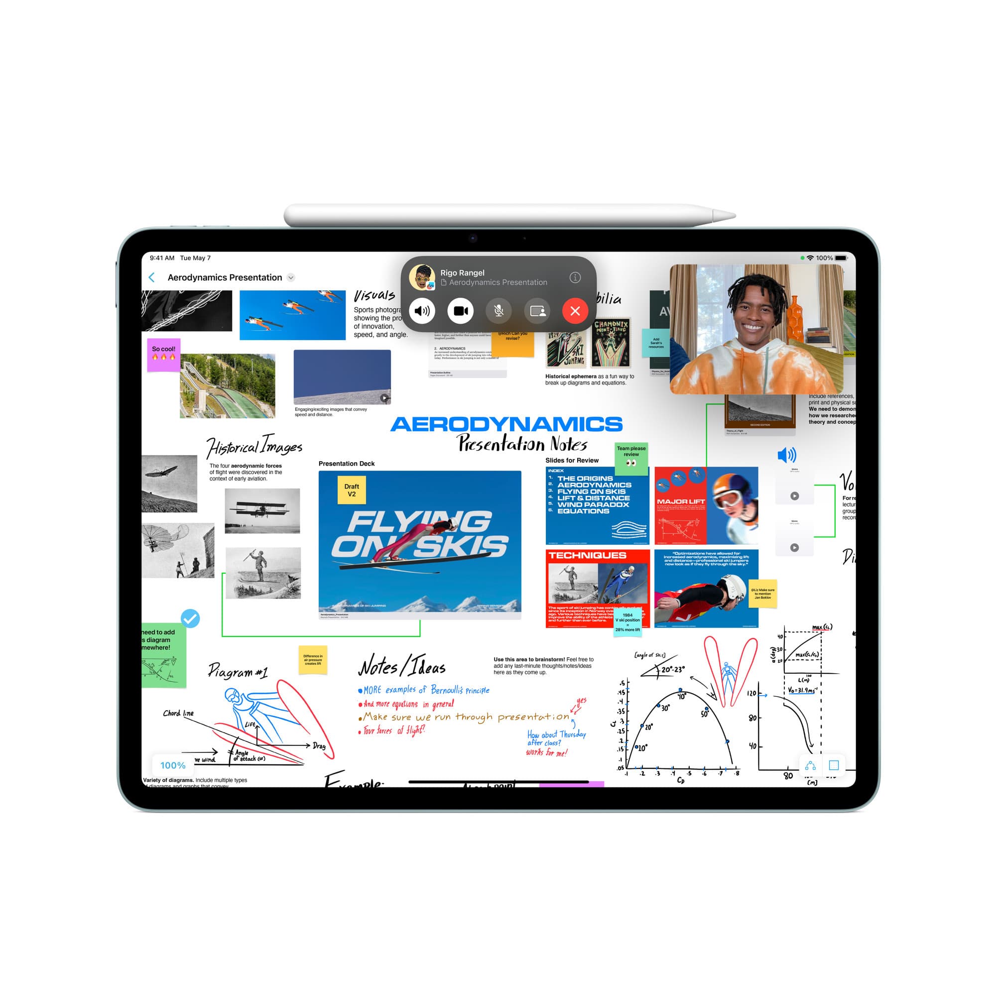 Apple Pencil Pro on an iPad with notes