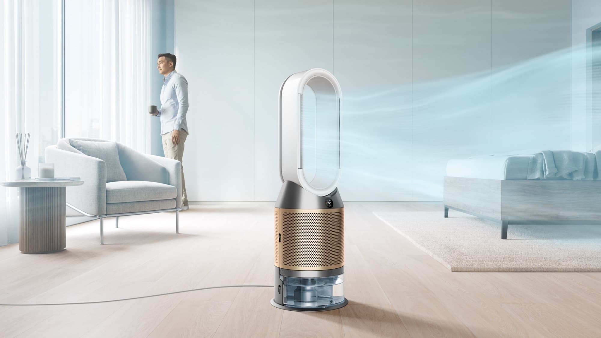 The airflow in a bright living room
