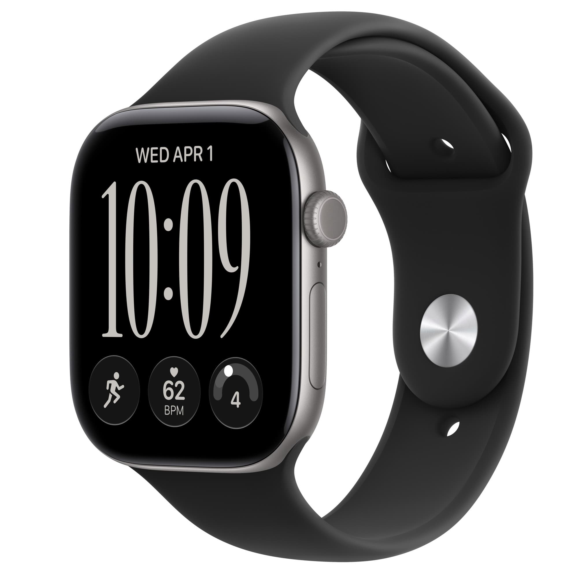 Apple Watch Series 12 in space grey aluminium with black Sport Band