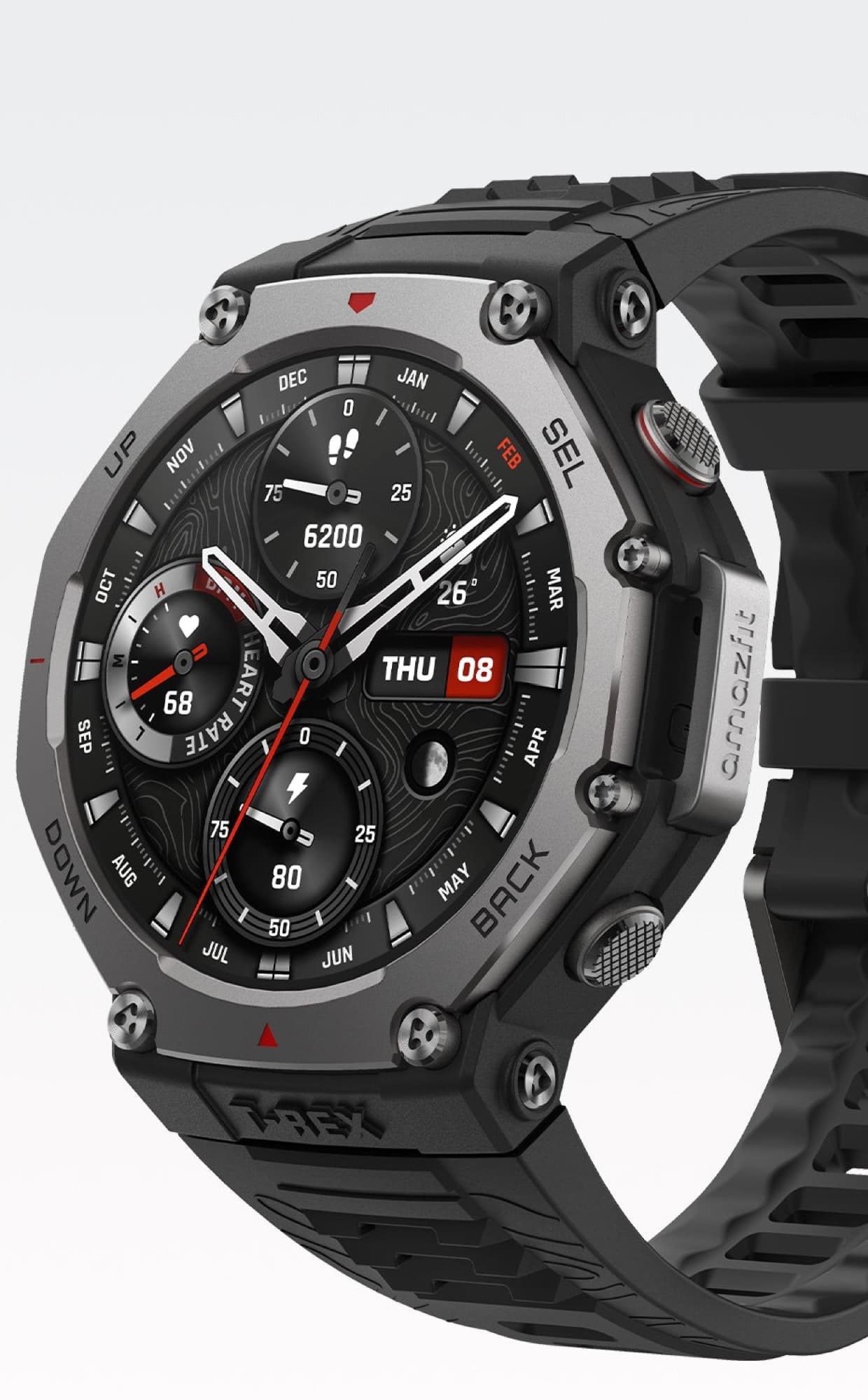 T-Rex 3 at an angle showing the stainless steel bezel