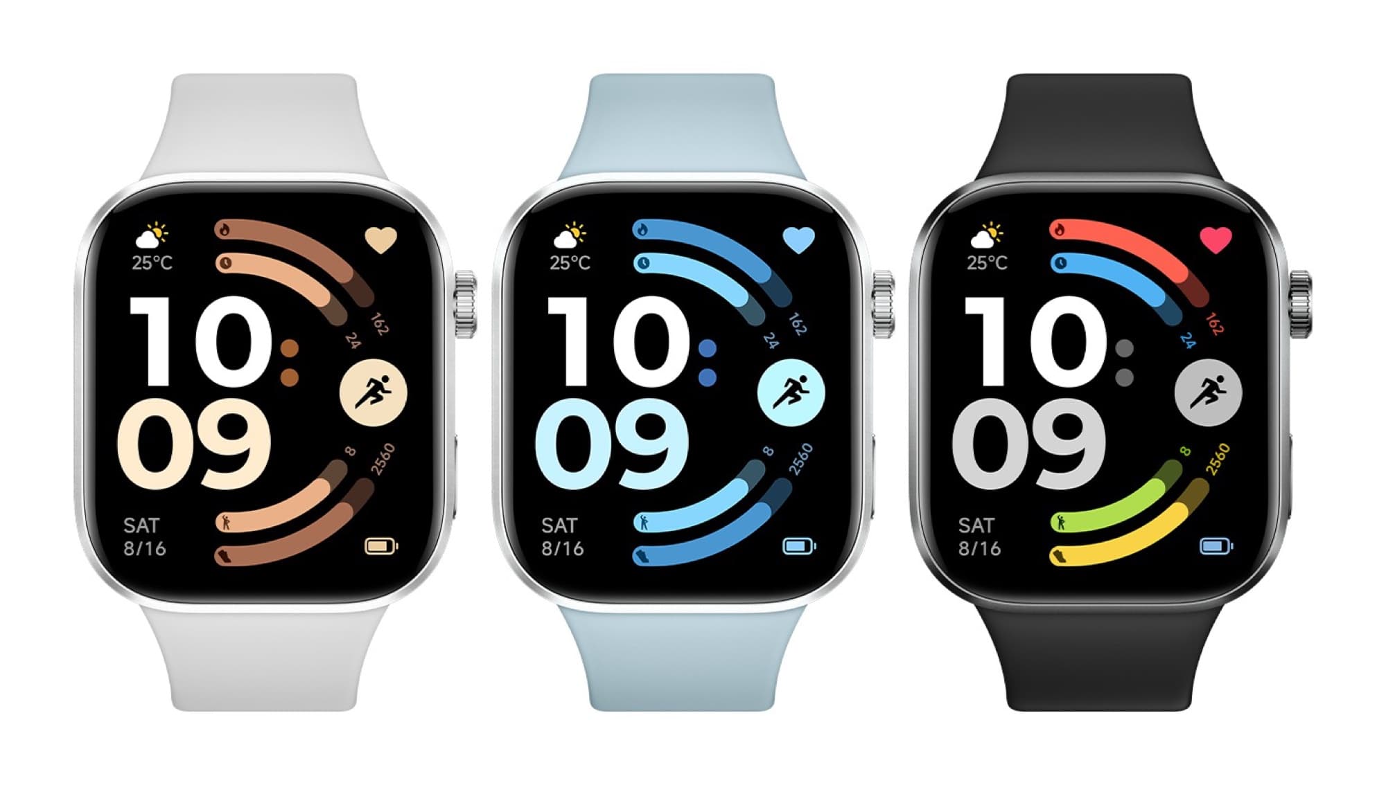 REDMI Watch 6 in white, blue and black side by side