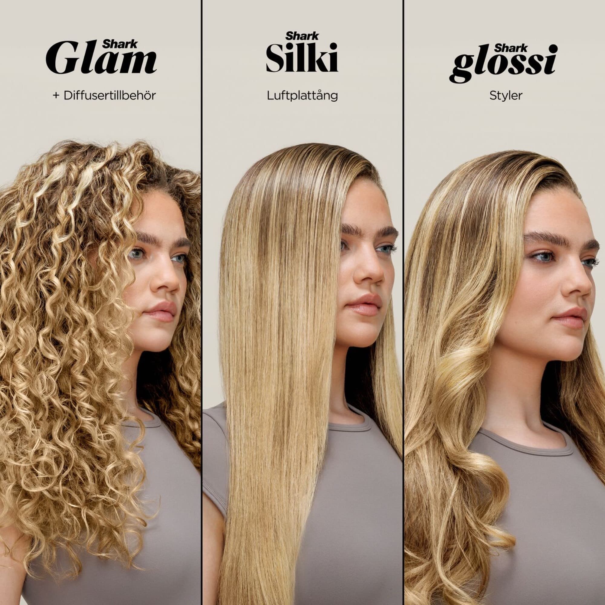 Three looks: diffuser, Silki and Glossi
