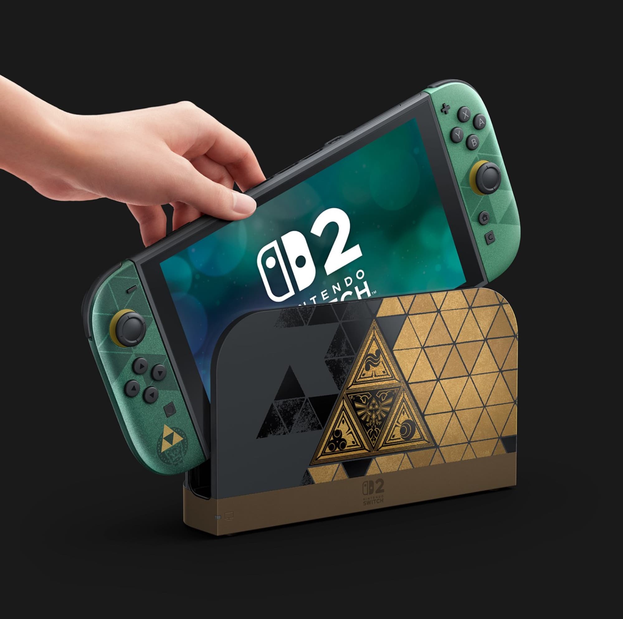 The console in the dock with Triforce pattern